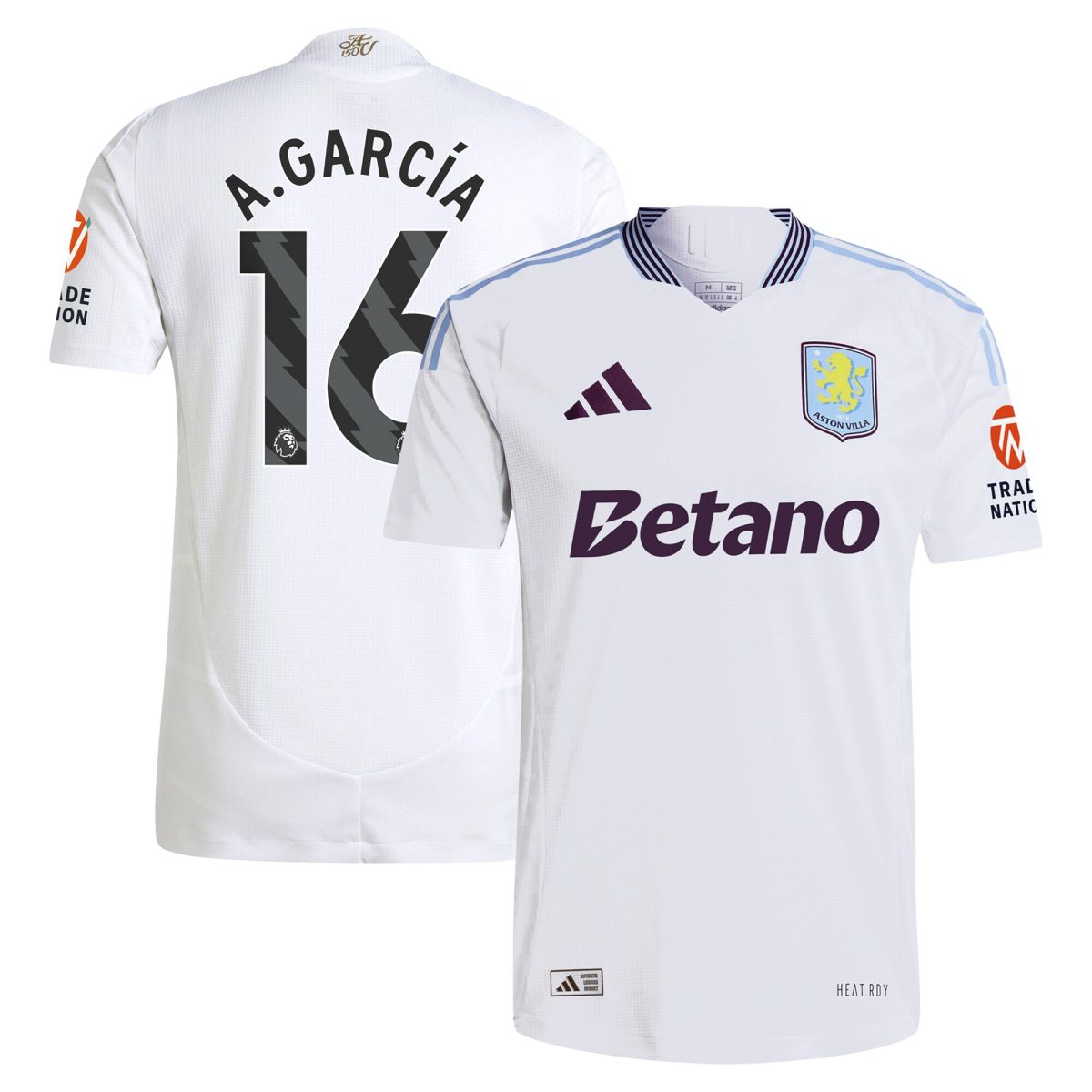 aston villa adidas away authentic shirt 2024-25 with a.garcía 16 printing Collection | Authentic Aston Villa Shirts