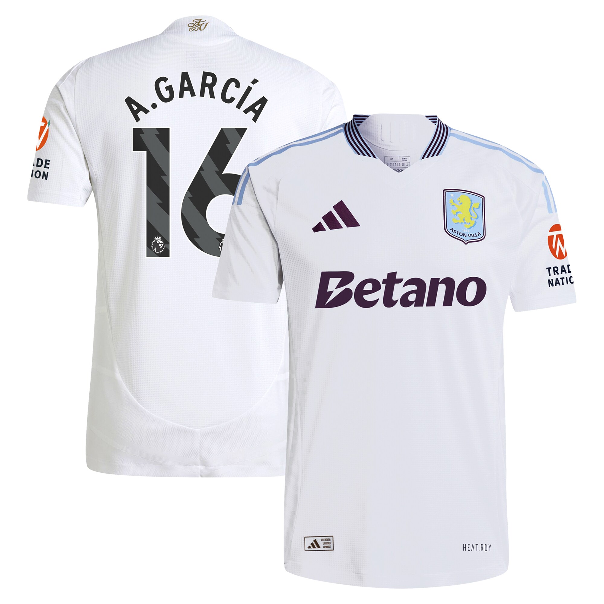 aston villa adidas away authentic shirt 2024-25 with a.garcía 16 printing Collection | Authentic Aston Villa Shirts