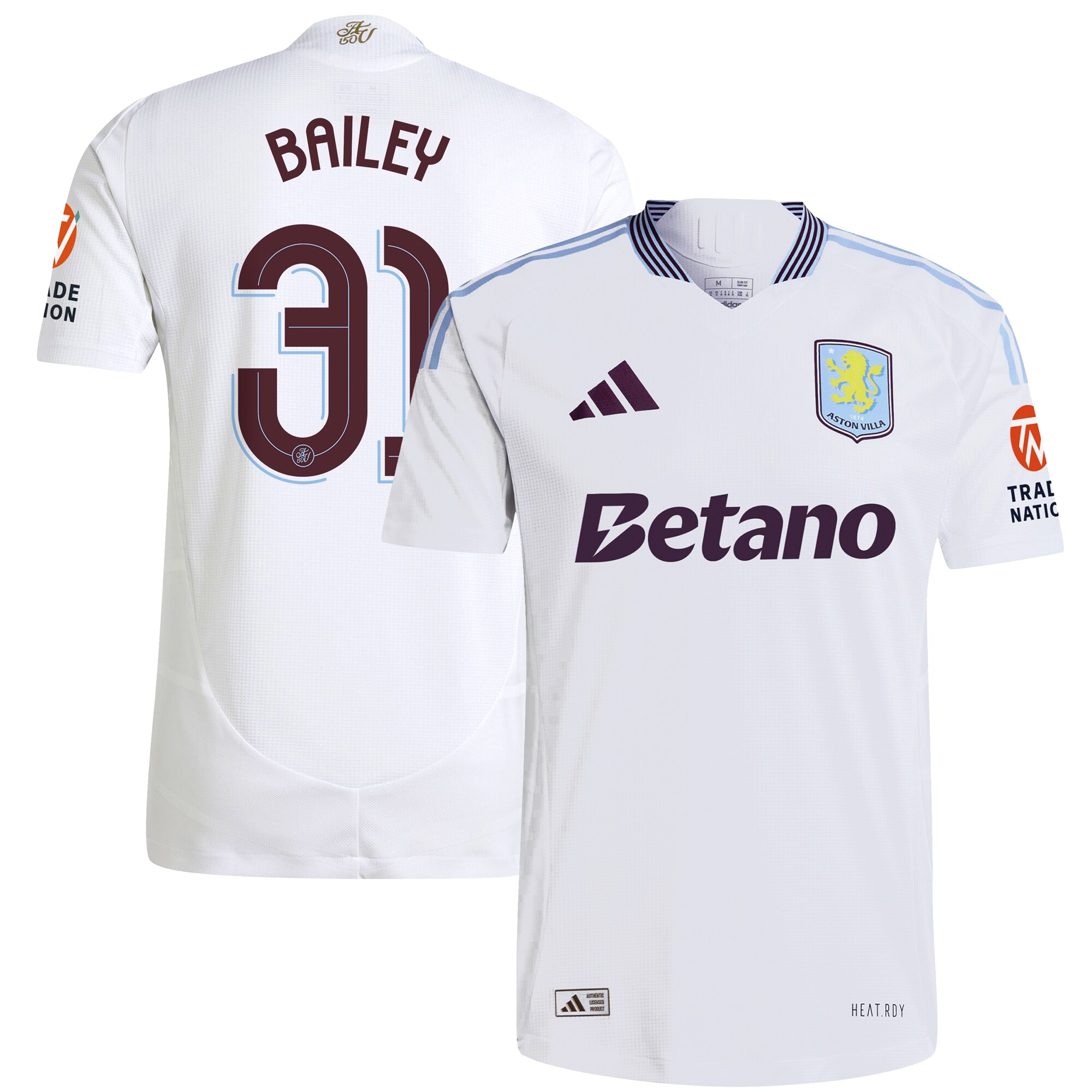 aston villa adidas away authentic shirt 2024-25 with bailey 31 cup printing Collection | Authentic Aston Villa Shirts