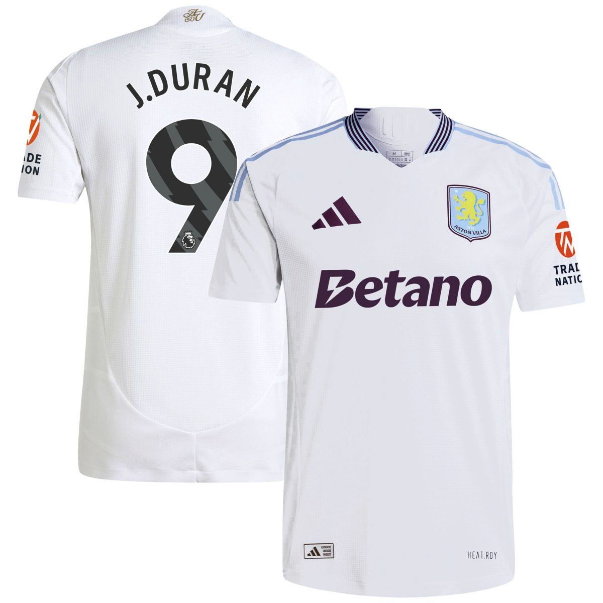 aston villa adidas away authentic shirt 2024-25 with j.duran 9 printing Collection | Authentic Aston Villa Shirts