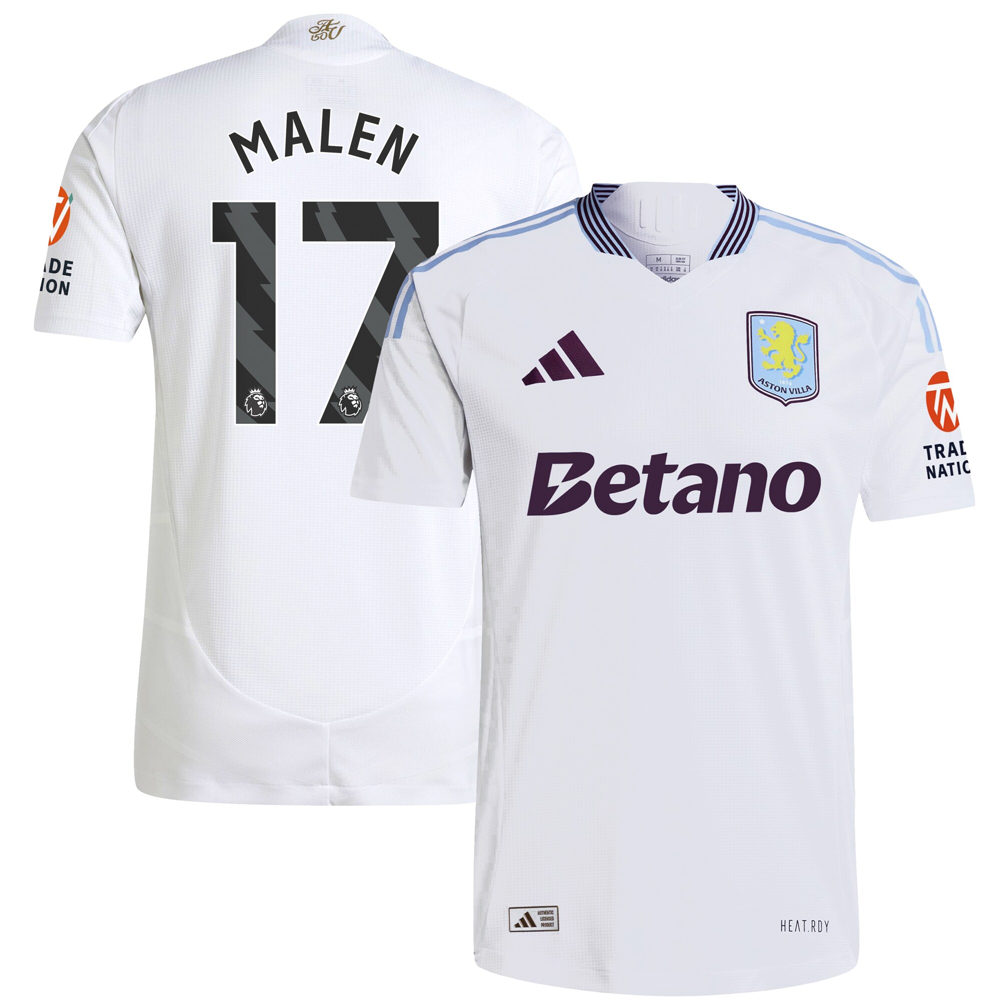 aston villa adidas away authentic shirt 2024-25 with malen 17 printing Collection | Authentic Aston Villa Shirts