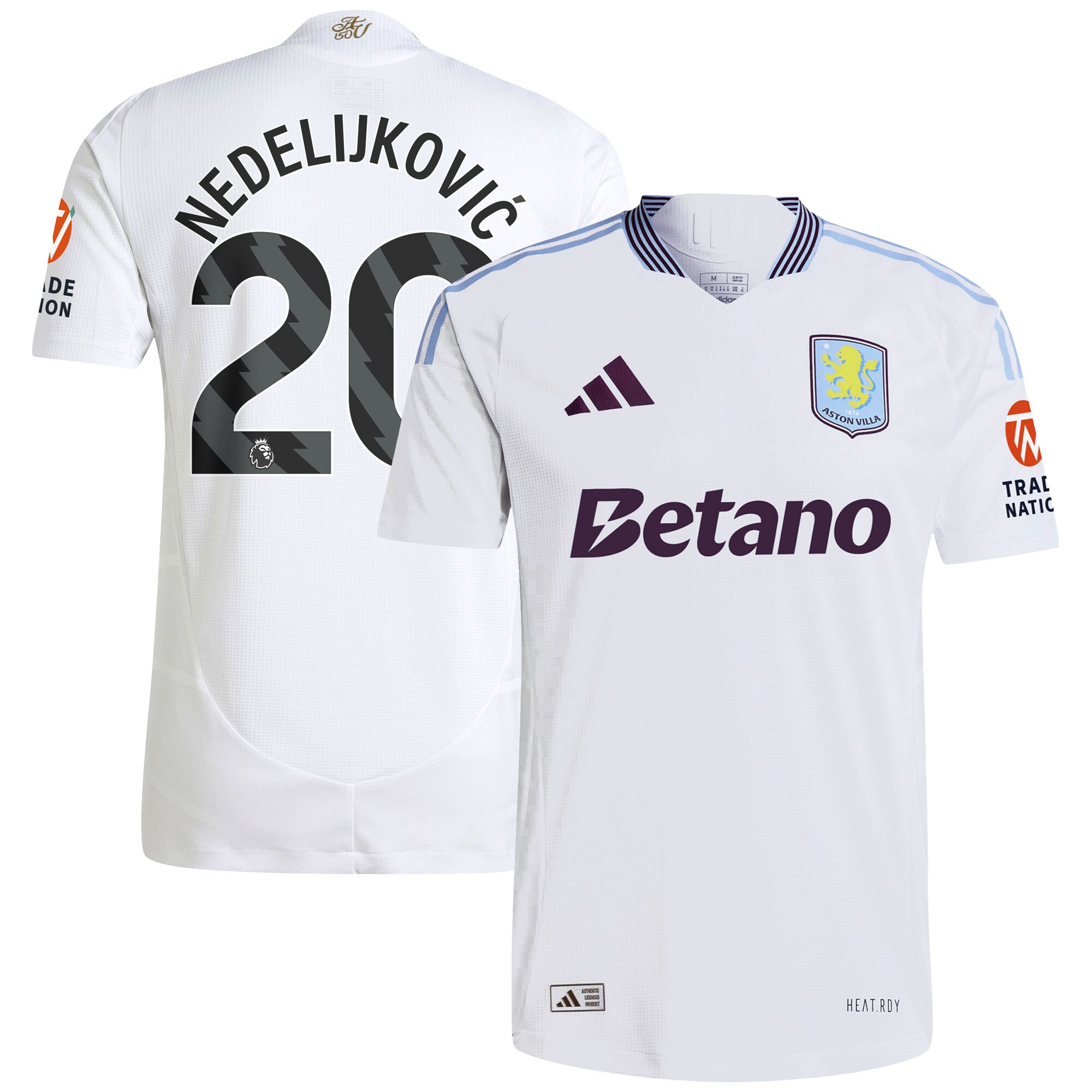 aston villa adidas away authentic shirt 2024-25 with nedeljković 20 printing Collection | Authentic Aston Villa Shirts