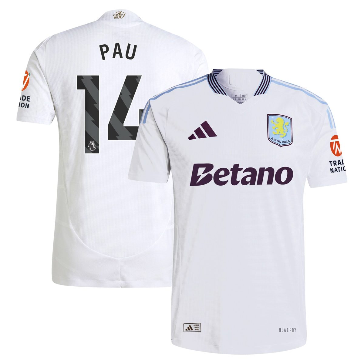 aston villa adidas away authentic shirt 2024-25 with pau 14 printing Collection | Authentic Aston Villa Shirts