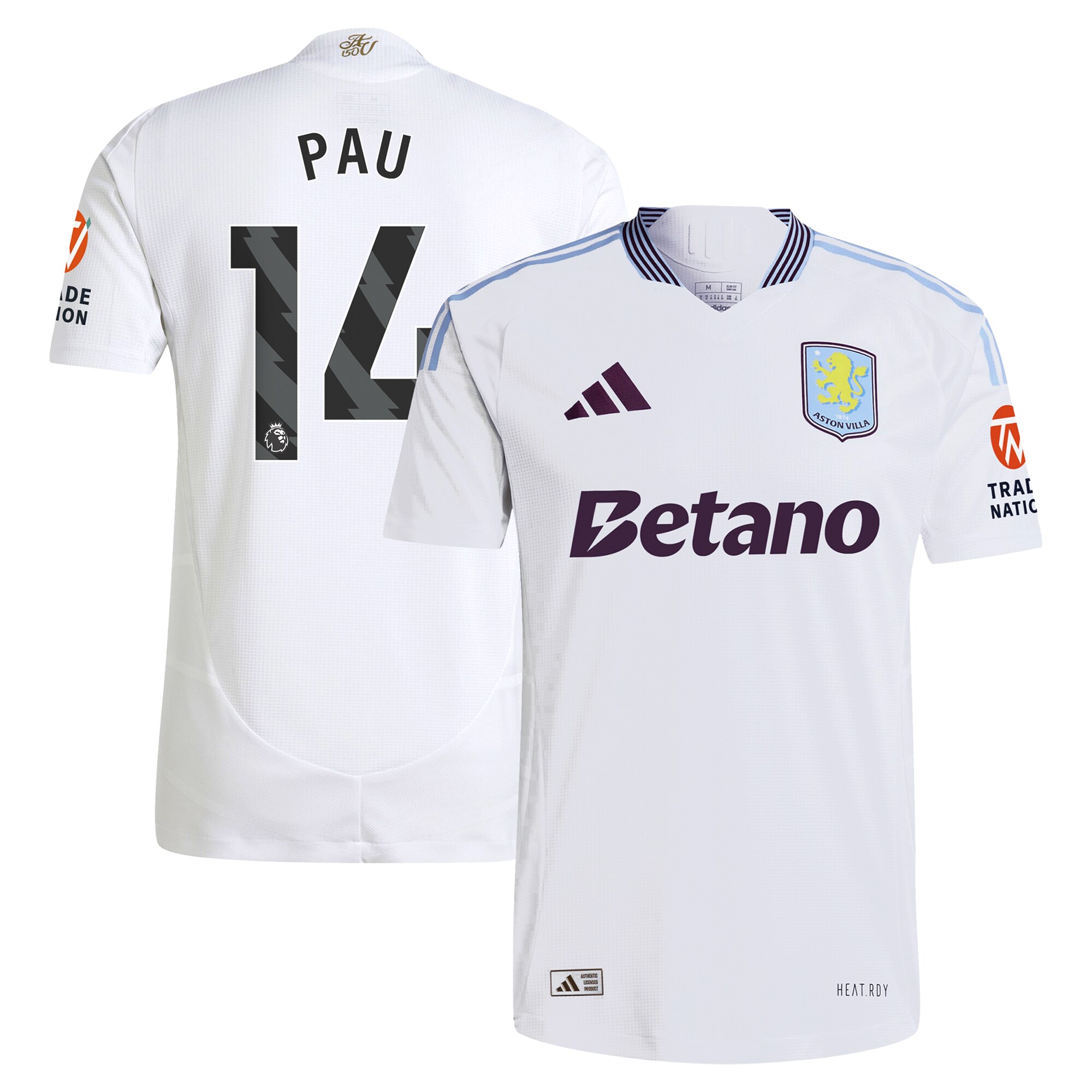 aston villa adidas away authentic shirt 2024-25 with pau 14 printing Collection | Authentic Aston Villa Shirts