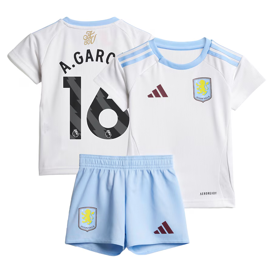 aston villa adidas away baby kit 2024-25 with a.garcía 16 printing Collection | Authentic Aston Villa Shirts