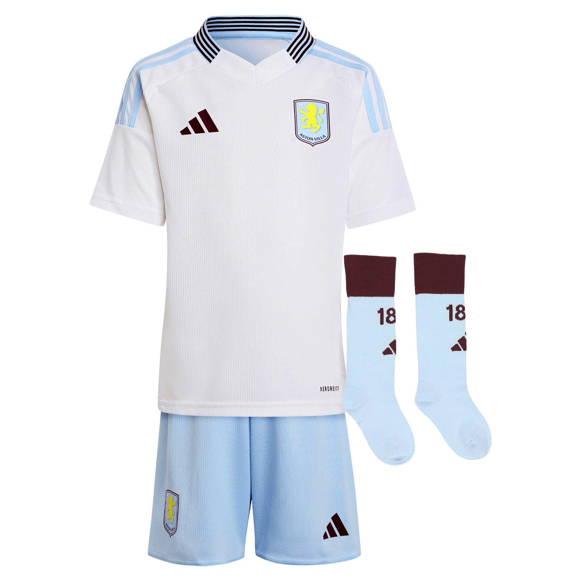 aston villa adidas away mini kit 2024-25 with a.garcía 16 printing Collection | Authentic Aston Villa Shirts