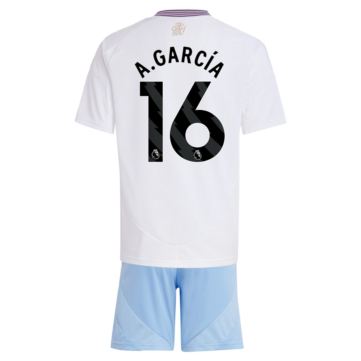 aston villa adidas away mini kit 2024-25 with a.garcía 16 printing Collection | Authentic Aston Villa Shirts