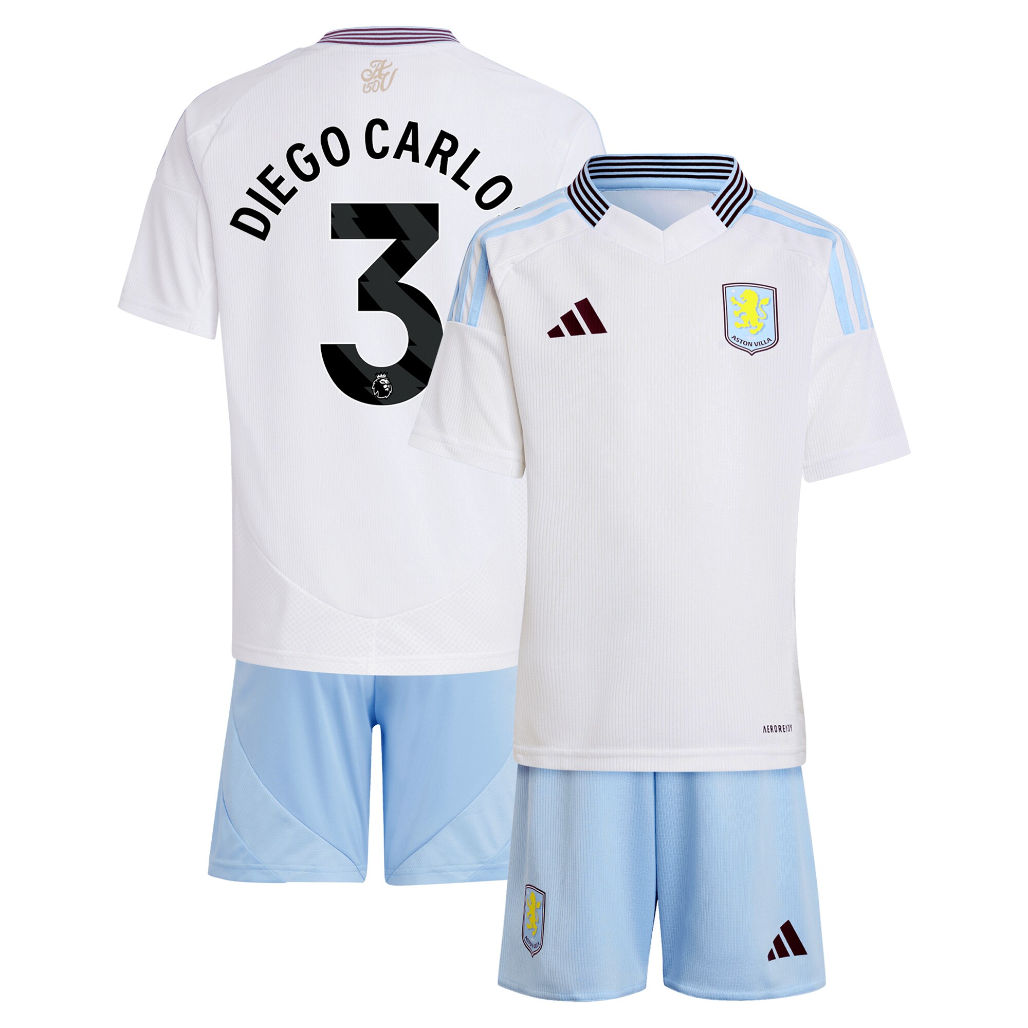 aston villa adidas away mini kit 2024-25 with diego carlos 3 printing Collection | Authentic Aston Villa Shirts