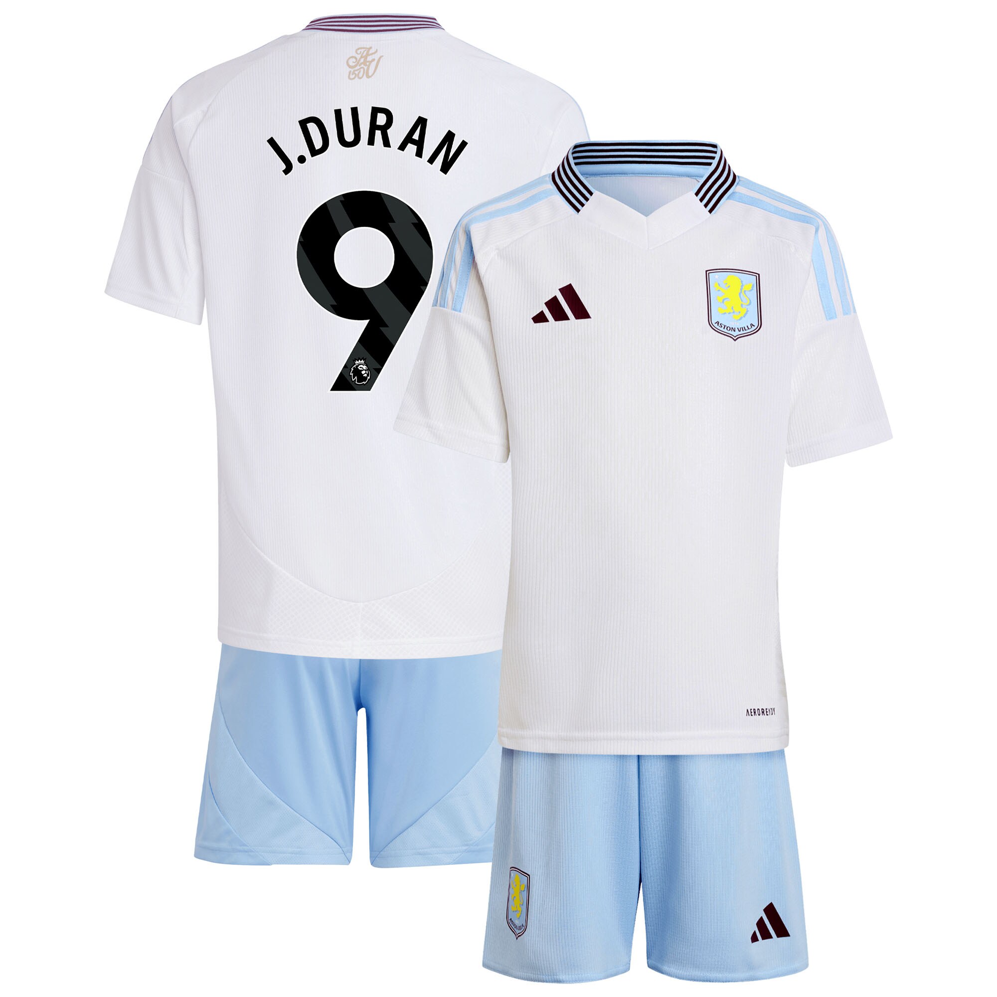 aston villa adidas away mini kit 2024-25 with j.duran 9 printing Collection | Authentic Aston Villa Shirts