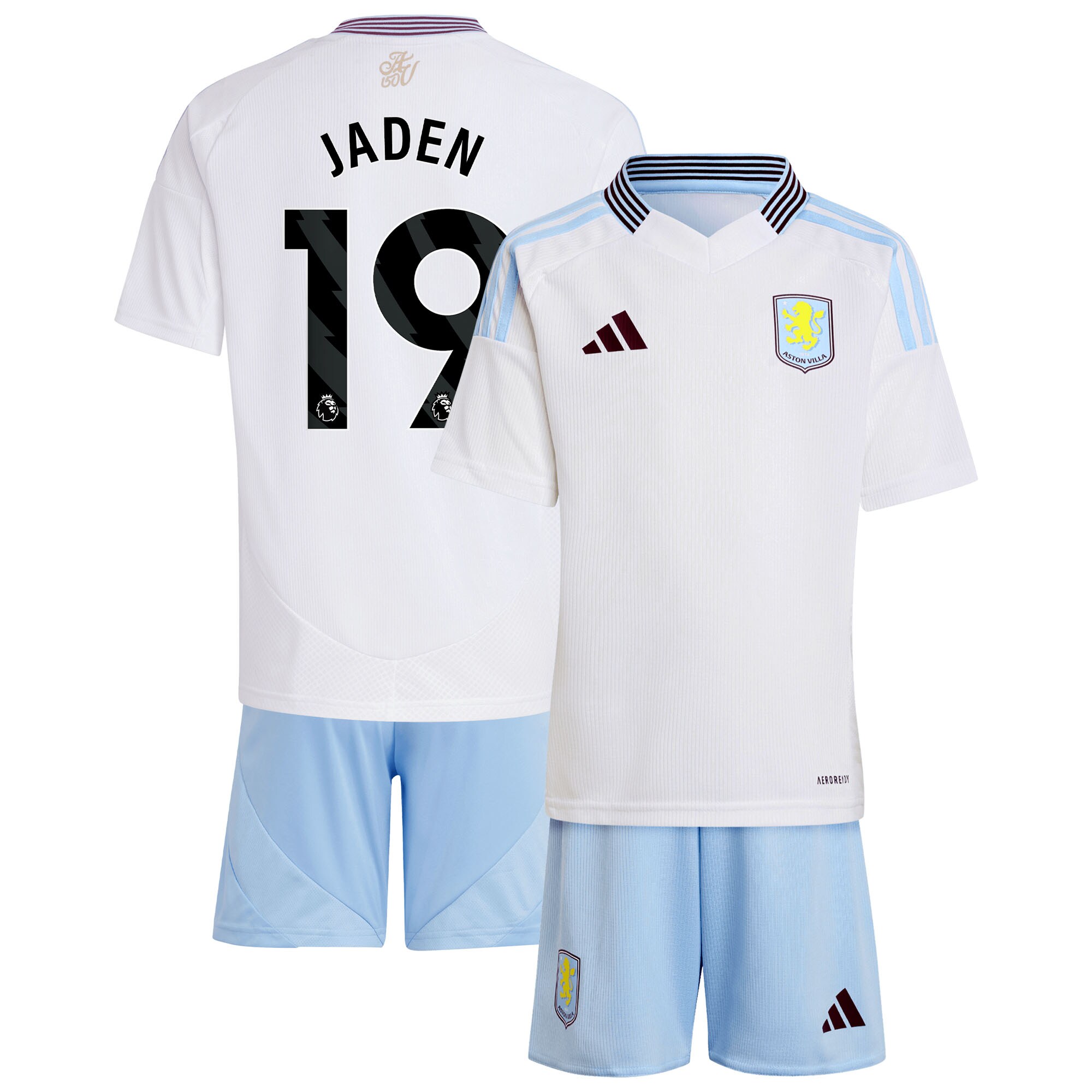 aston villa adidas away mini kit 2024-25 with jaden 19 printing Collection | Authentic Aston Villa Shirts