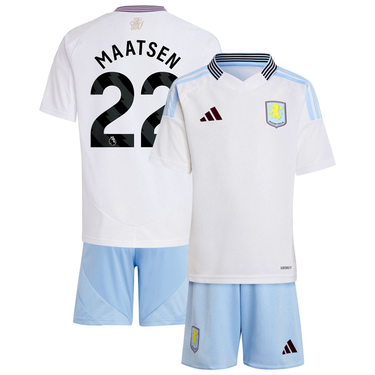 aston villa adidas away mini kit 2024-25 with maatsen 22 printing Collection | Authentic Aston Villa Shirts