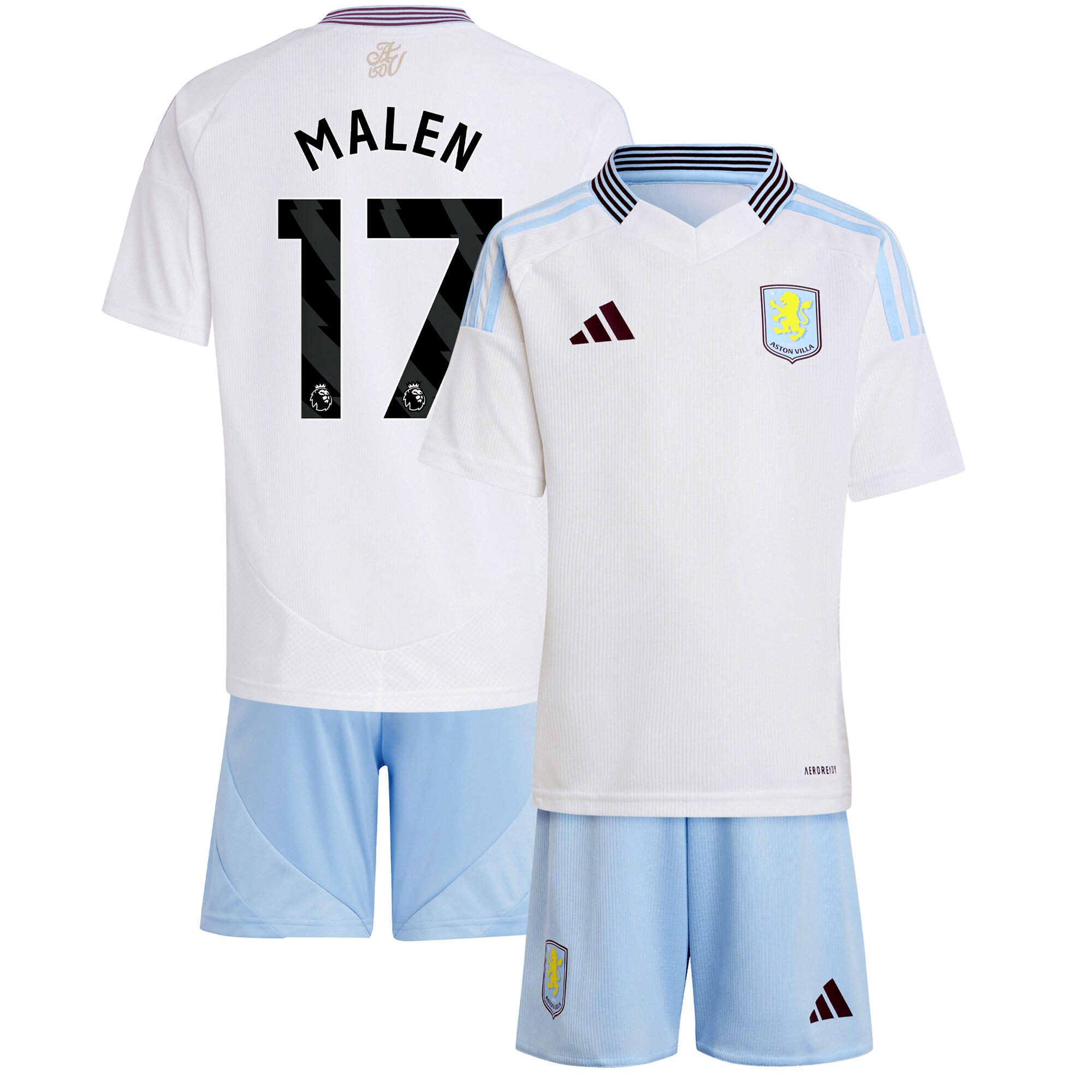 aston villa adidas away mini kit 2024-25 with malen 17 printing Collection | Authentic Aston Villa Shirts