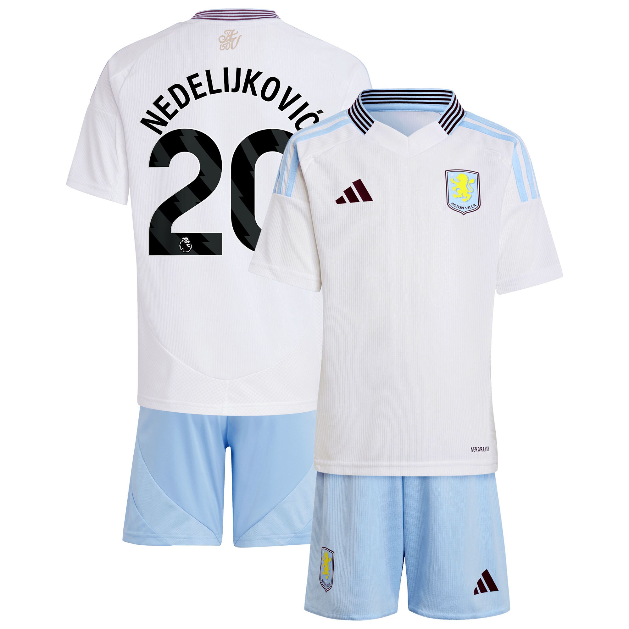 aston villa adidas away mini kit 2024-25 with nedeljković 20 printing Collection | Authentic Aston Villa Shirts