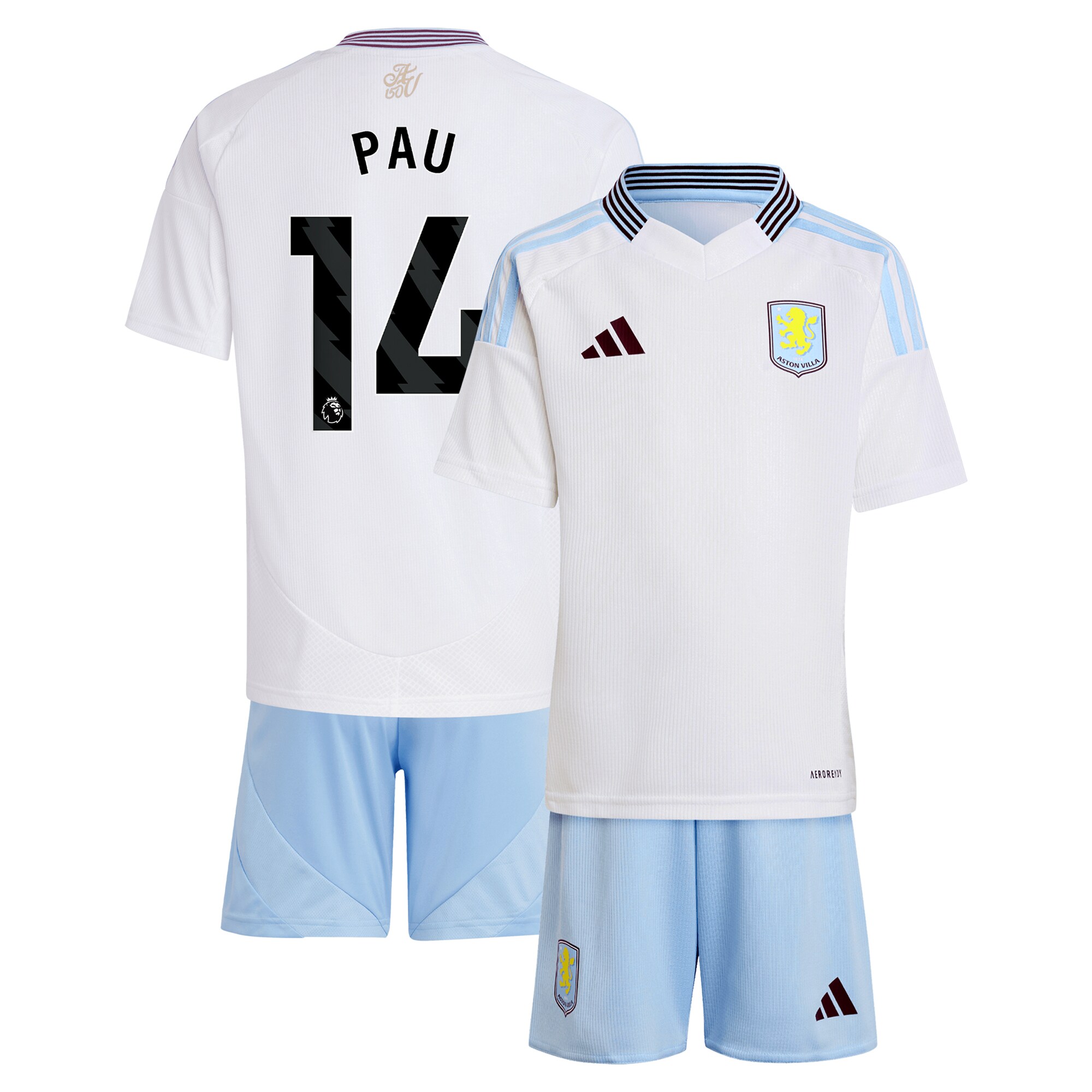 aston villa adidas away mini kit 2024-25 with pau 14 printing Collection | Authentic Aston Villa Shirts