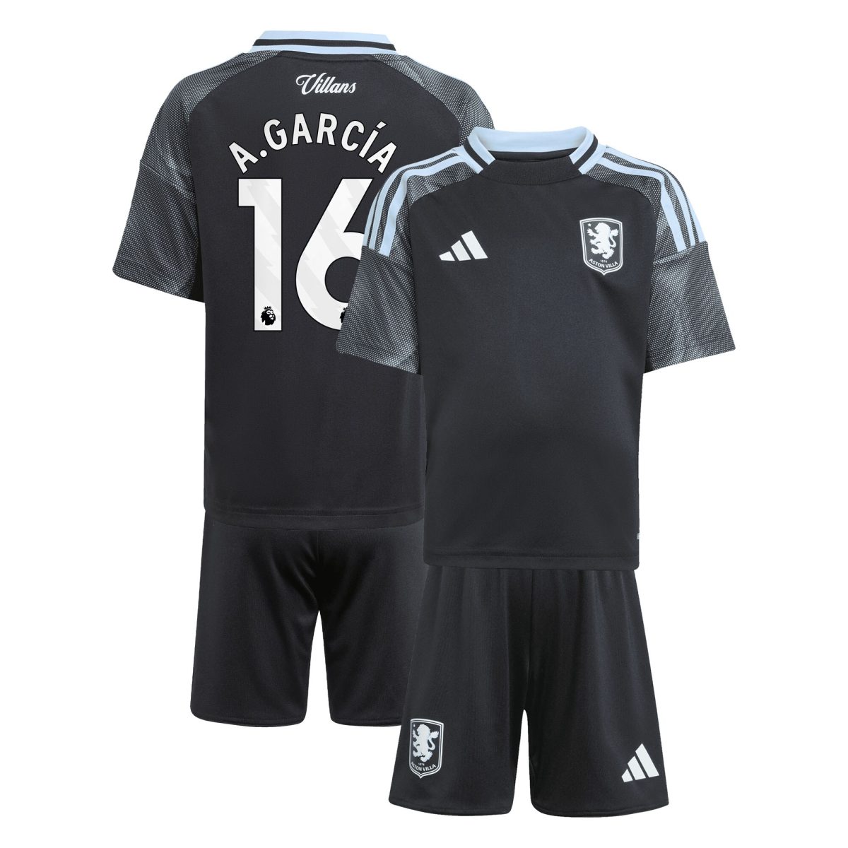 aston villa adidas away mini kit 2025-26 with a.garcía 16 printing Collection | Authentic Aston Villa Shirts