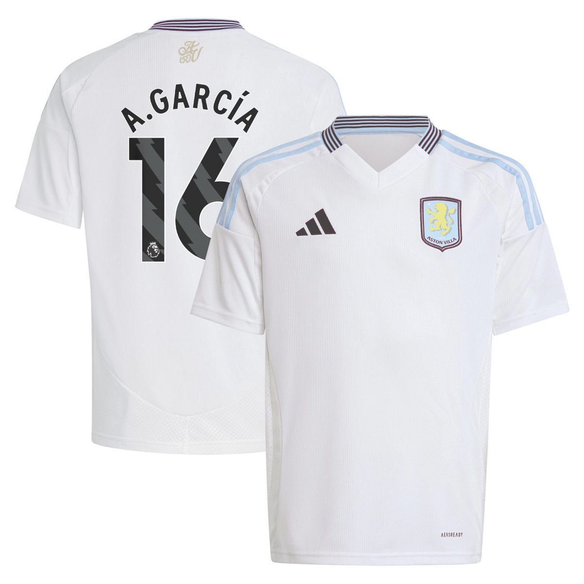 aston villa adidas away shirt 2024-25 – kids with a.garcía 16 printing Collection | Authentic Aston Villa Shirts
