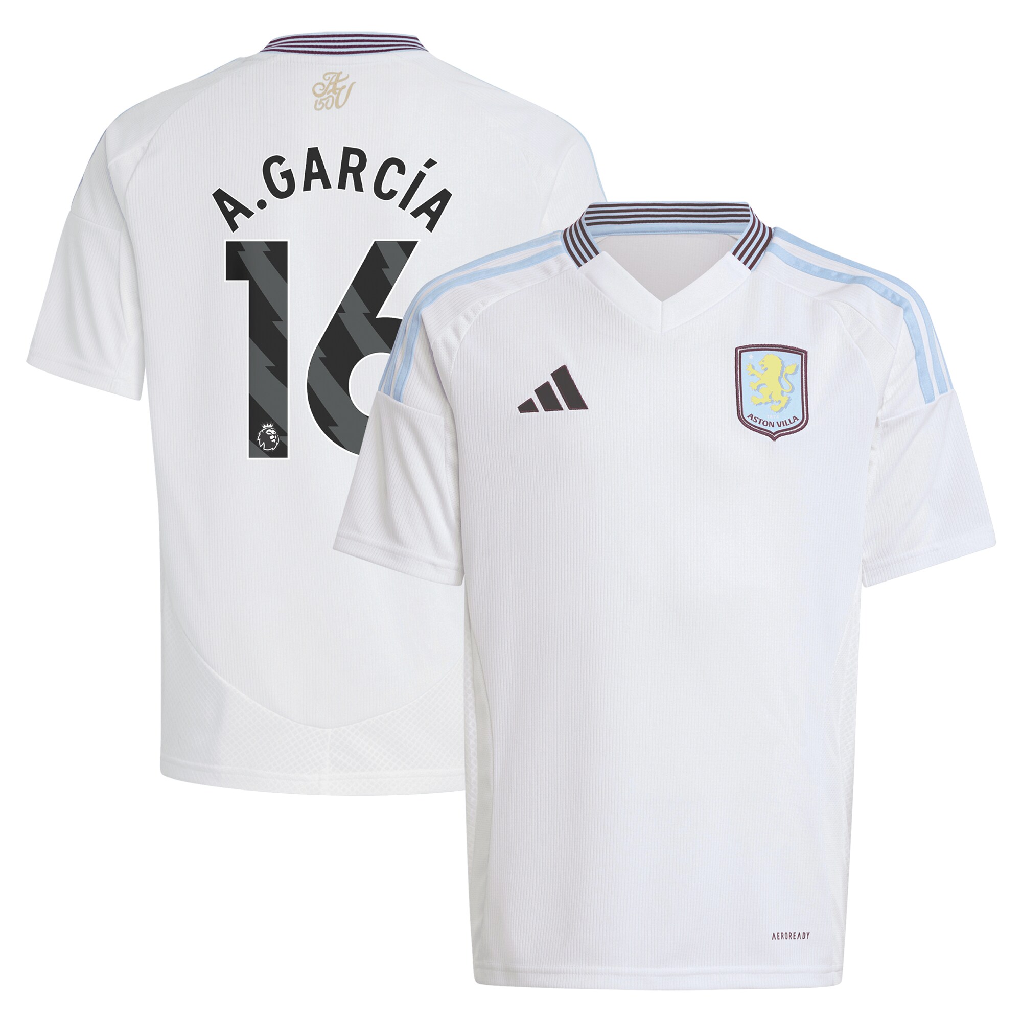 aston villa adidas away shirt 2024-25 – kids with a.garcía 16 printing Collection | Authentic Aston Villa Shirts