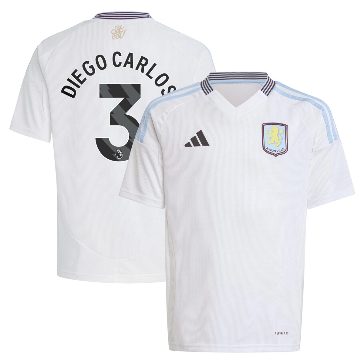 aston villa adidas away shirt 2024-25 – kids with diego carlos 3 printing Collection | Authentic Aston Villa Shirts