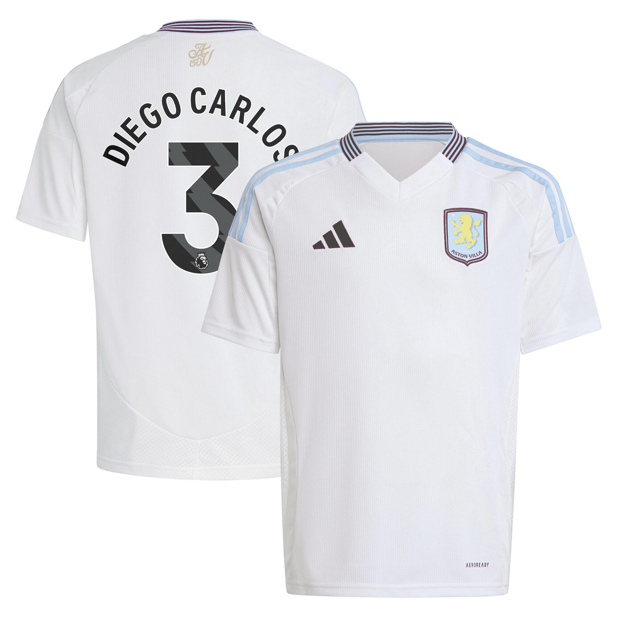 aston villa adidas away shirt 2024-25 – kids with diego carlos 3 printing Collection | Authentic Aston Villa Shirts