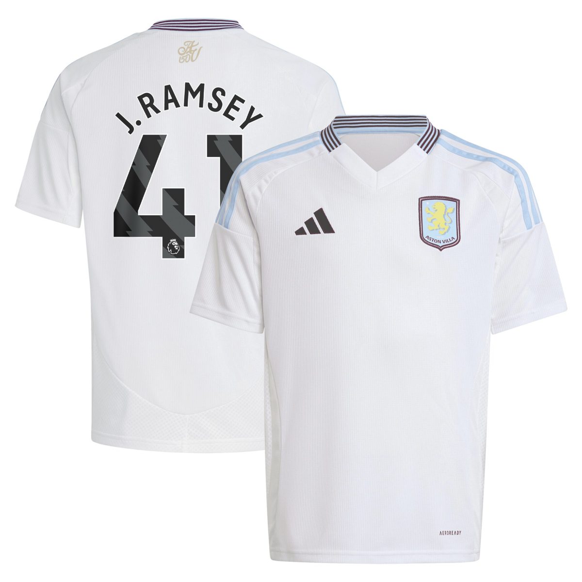 aston villa adidas away shirt 2024-25 – kids with j. ramsey 41 printing Collection | Authentic Aston Villa Shirts
