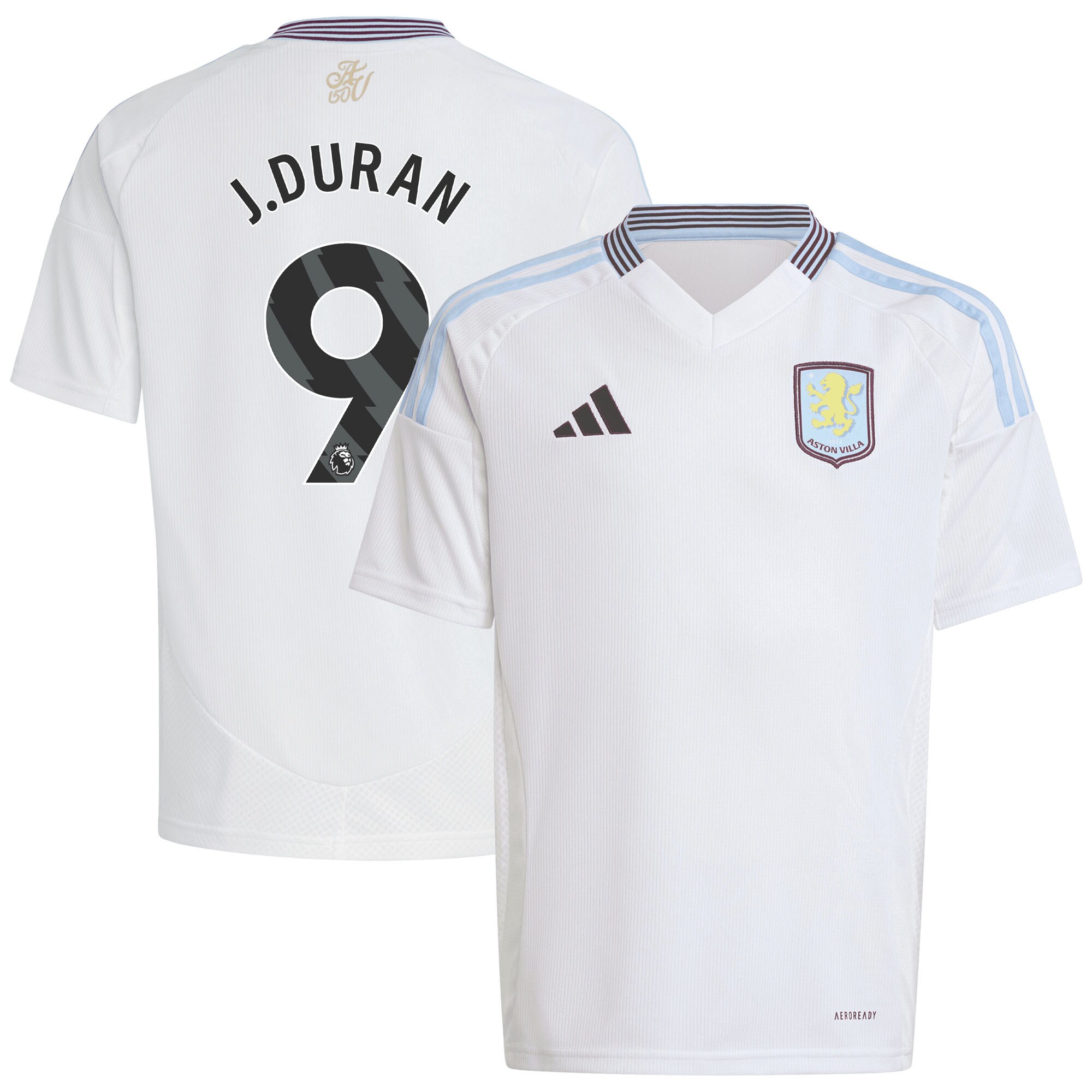 aston villa adidas away shirt 2024-25 – kids with j.duran 9 printing Collection | Authentic Aston Villa Shirts