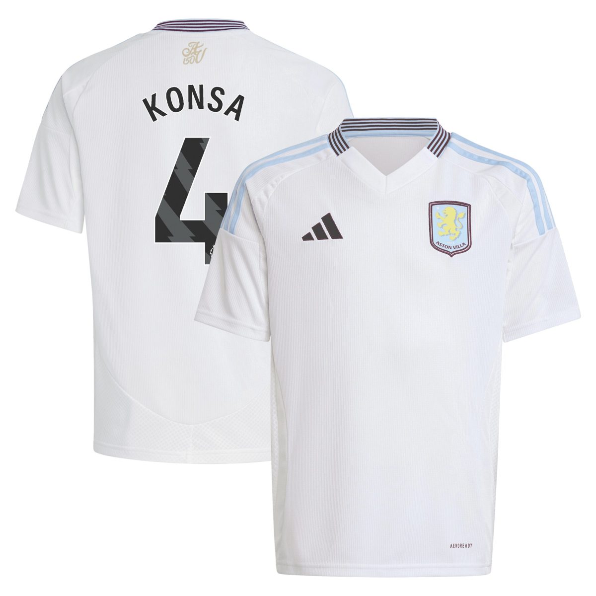 aston villa adidas away shirt 2024-25 – kids with konsa 4 printing Collection | Authentic Aston Villa Shirts