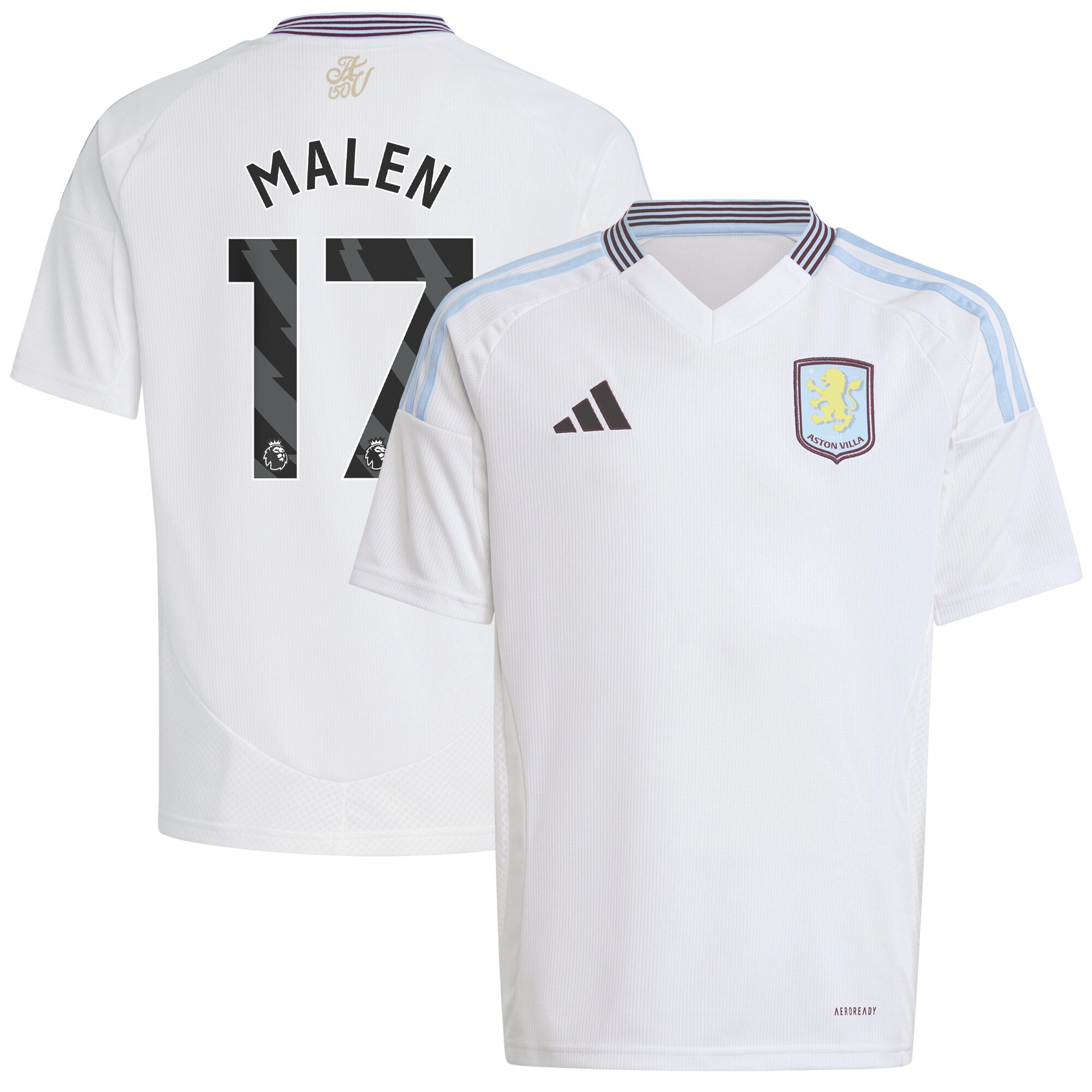 aston villa adidas away shirt 2024-25 – kids with malen 17 printing Collection | Authentic Aston Villa Shirts