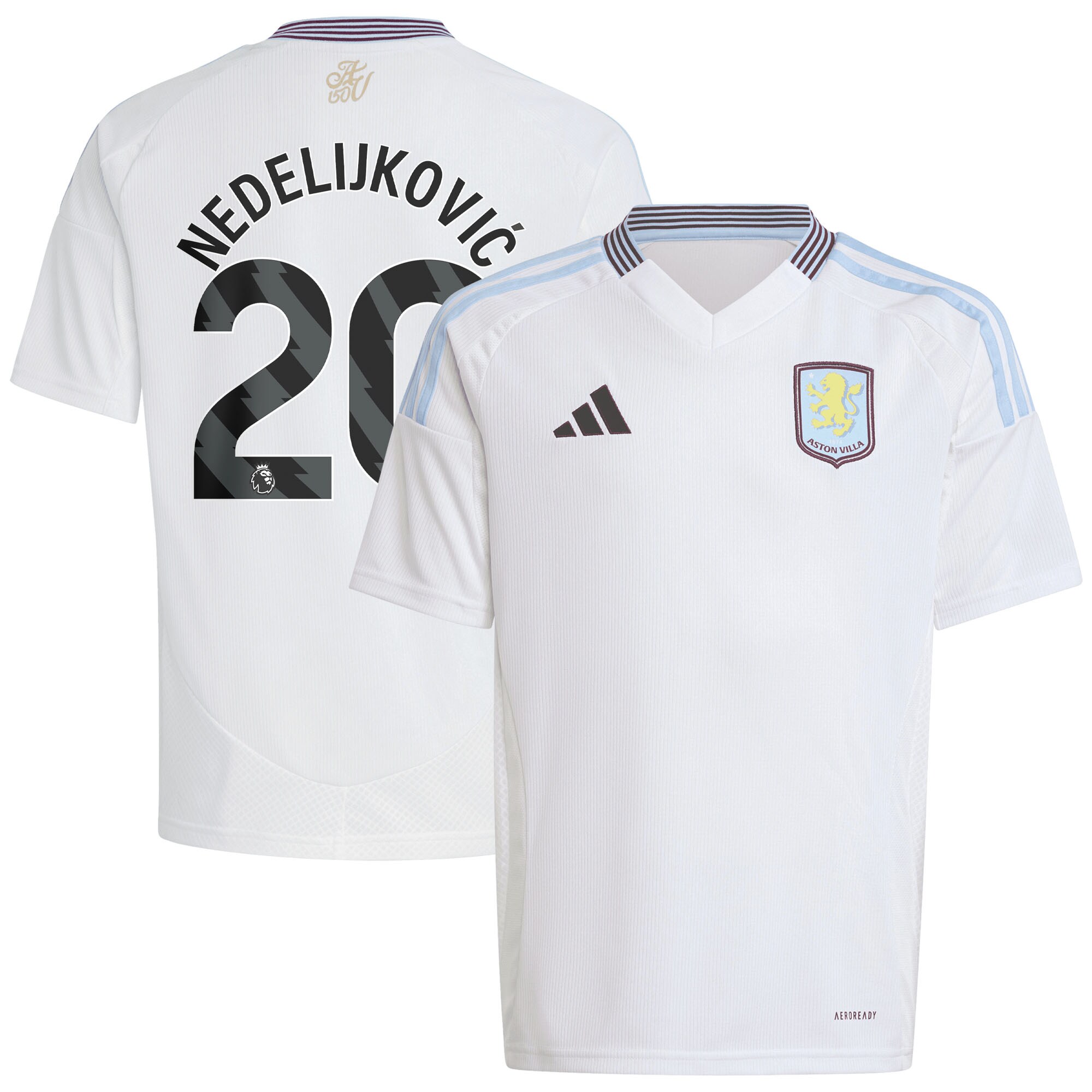 aston villa adidas away shirt 2024-25 – kids with nedeljković 20 printing Collection | Authentic Aston Villa Shirts