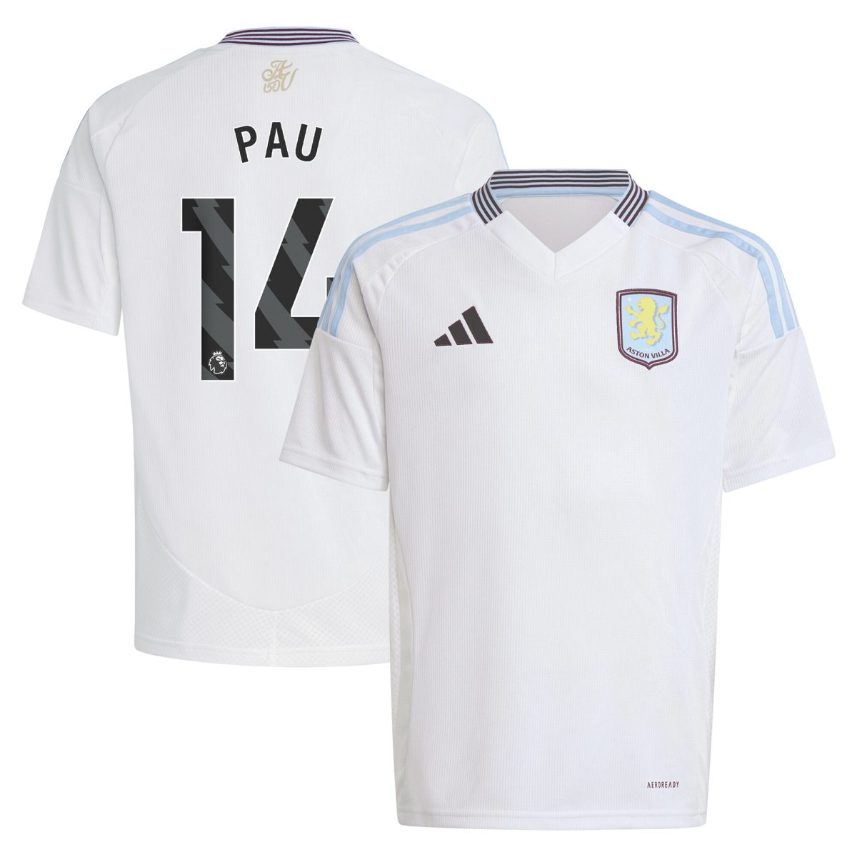 aston villa adidas away shirt 2024-25 – kids with pau 14 printing Collection | Authentic Aston Villa Shirts