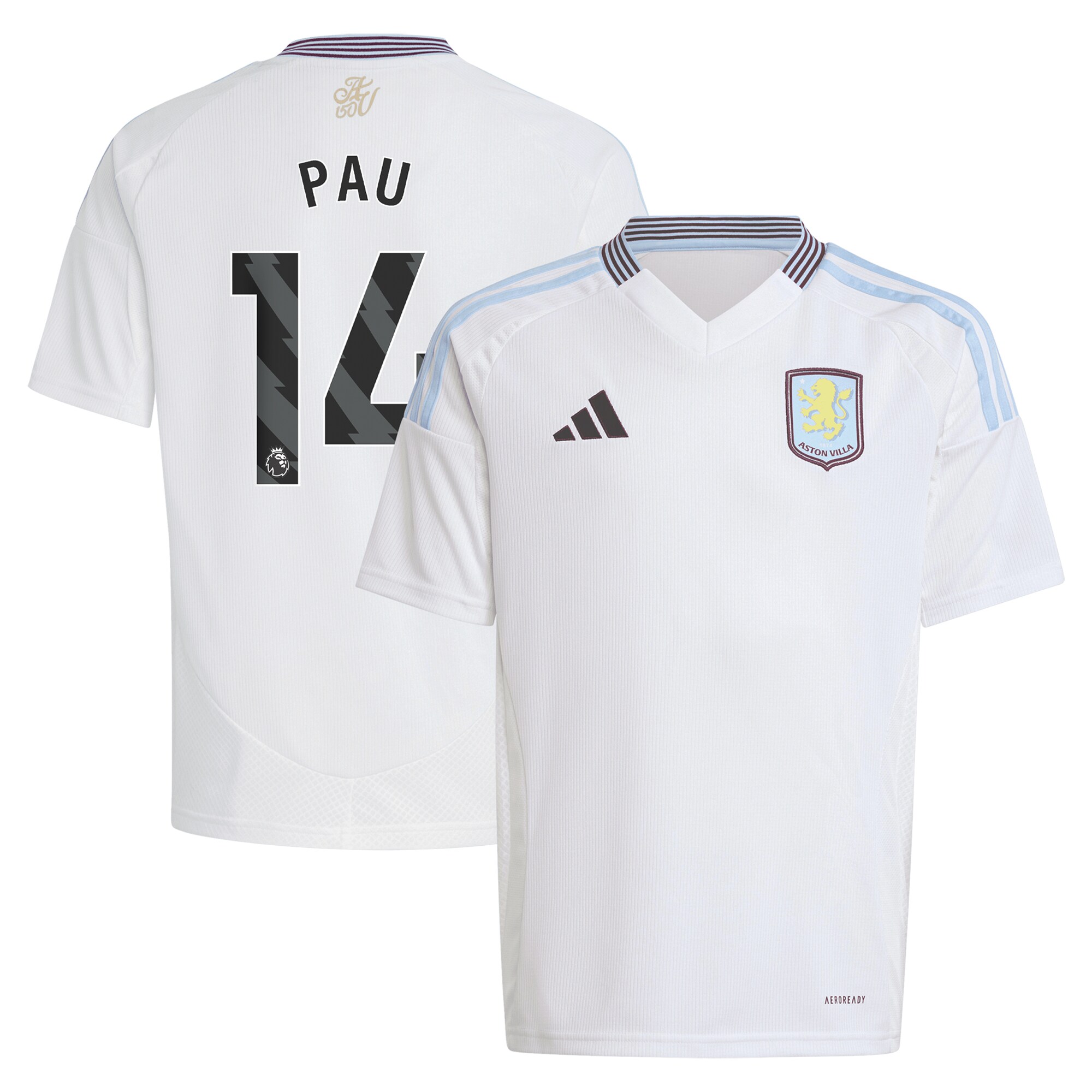 aston villa adidas away shirt 2024-25 – kids with pau 14 printing Collection | Authentic Aston Villa Shirts