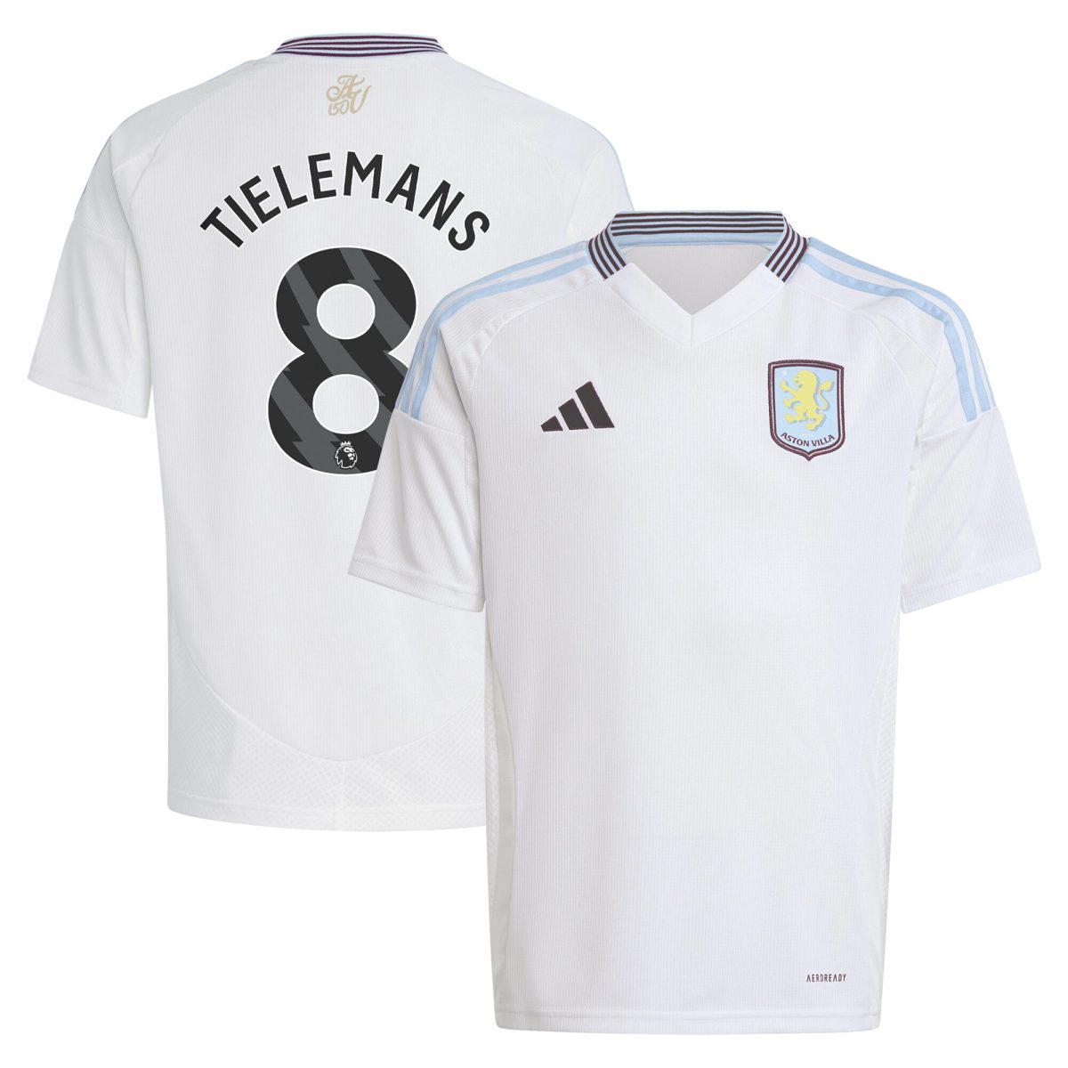aston villa adidas away shirt 2024-25 – kids with tielemans 8 printing Collection | Authentic Aston Villa Shirts