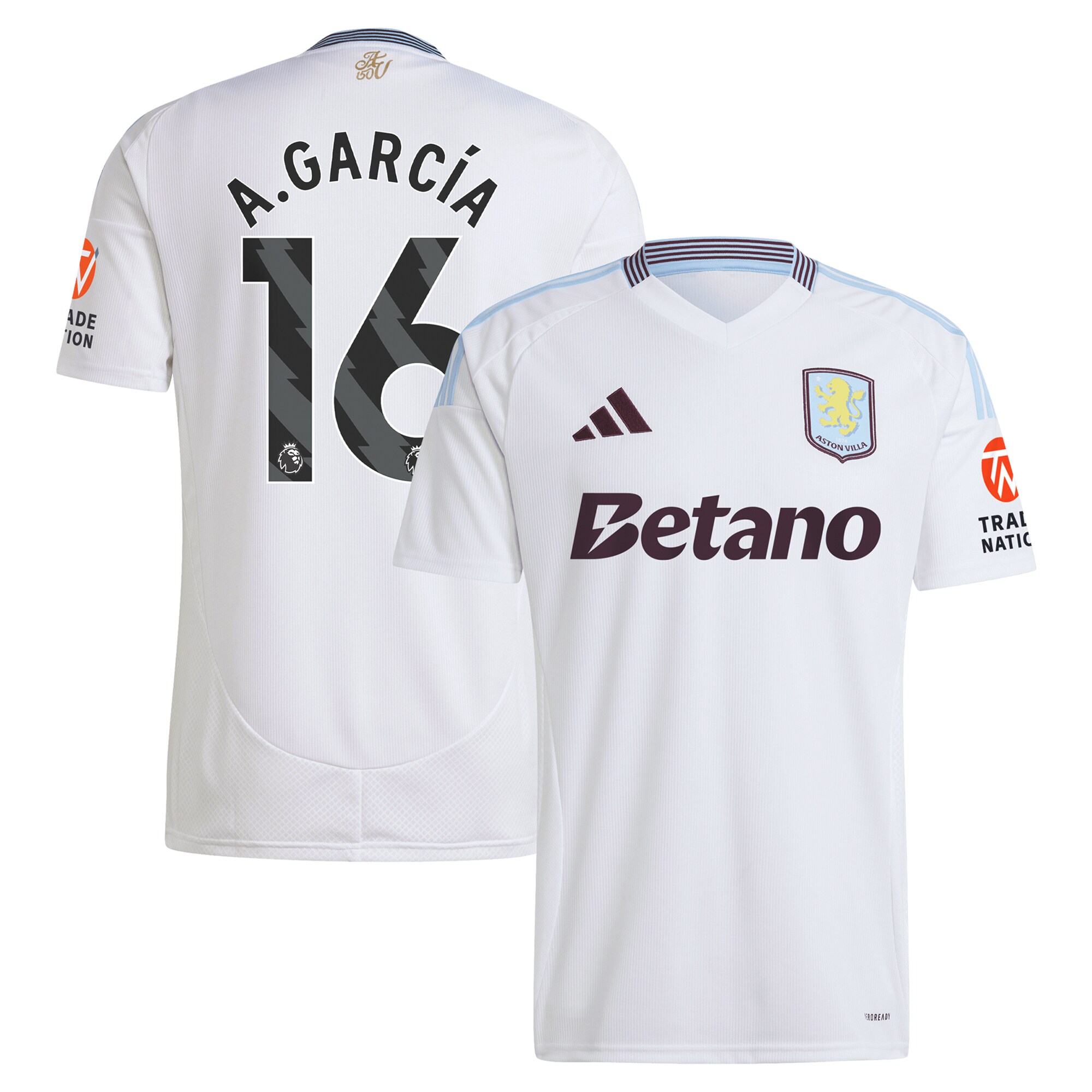 aston villa adidas away shirt 2024-25 with a.garcía 16 printing Collection | Authentic Aston Villa Shirts
