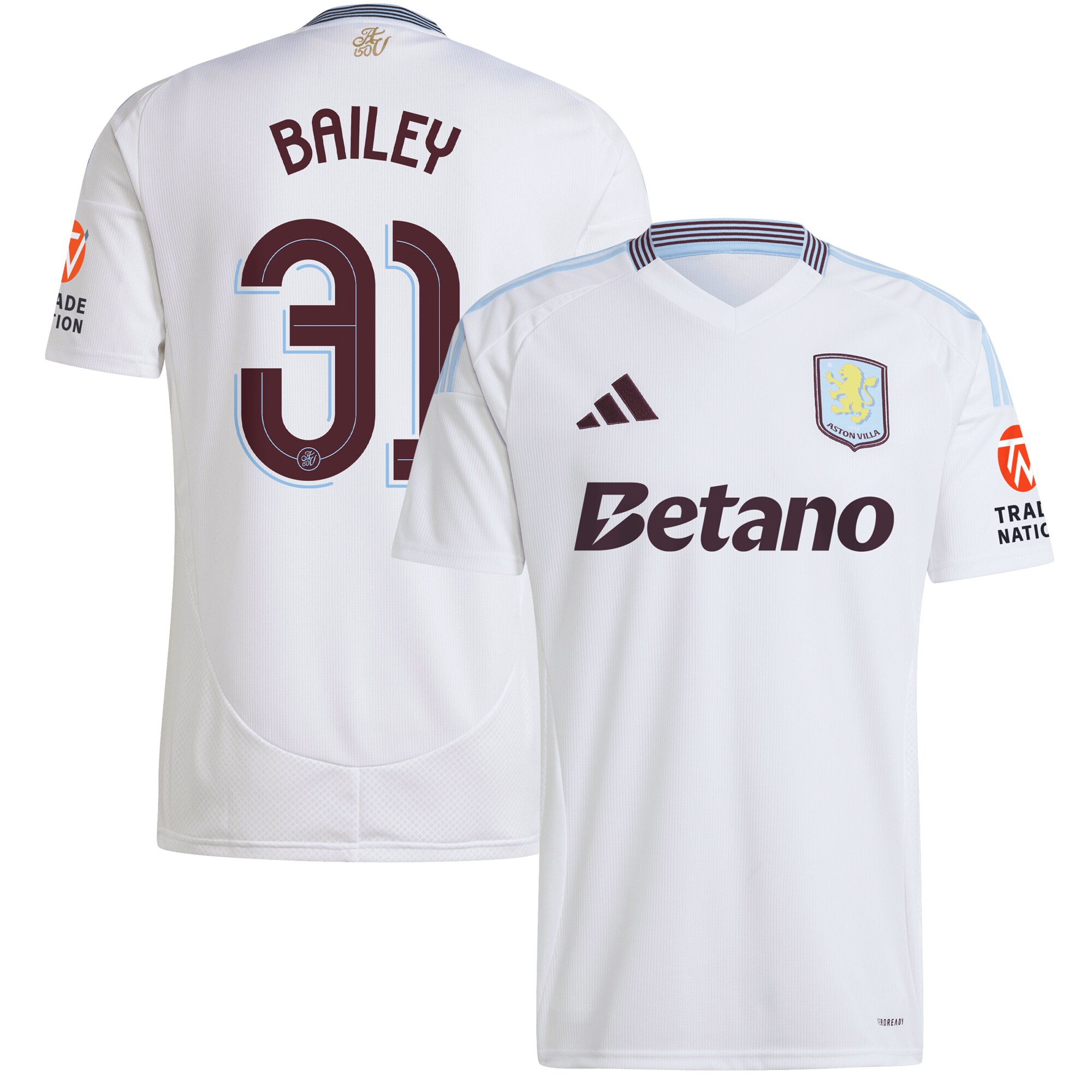 aston villa adidas away shirt 2024-25 with bailey 31 cup printing Collection | Authentic Aston Villa Shirts