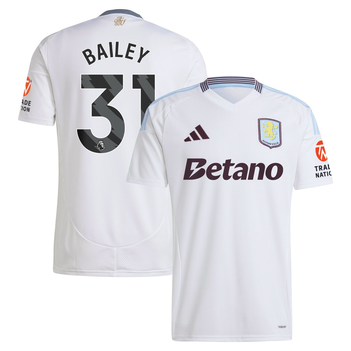aston villa adidas away shirt 2024-25 with bailey 31 printing Collection | Authentic Aston Villa Shirts