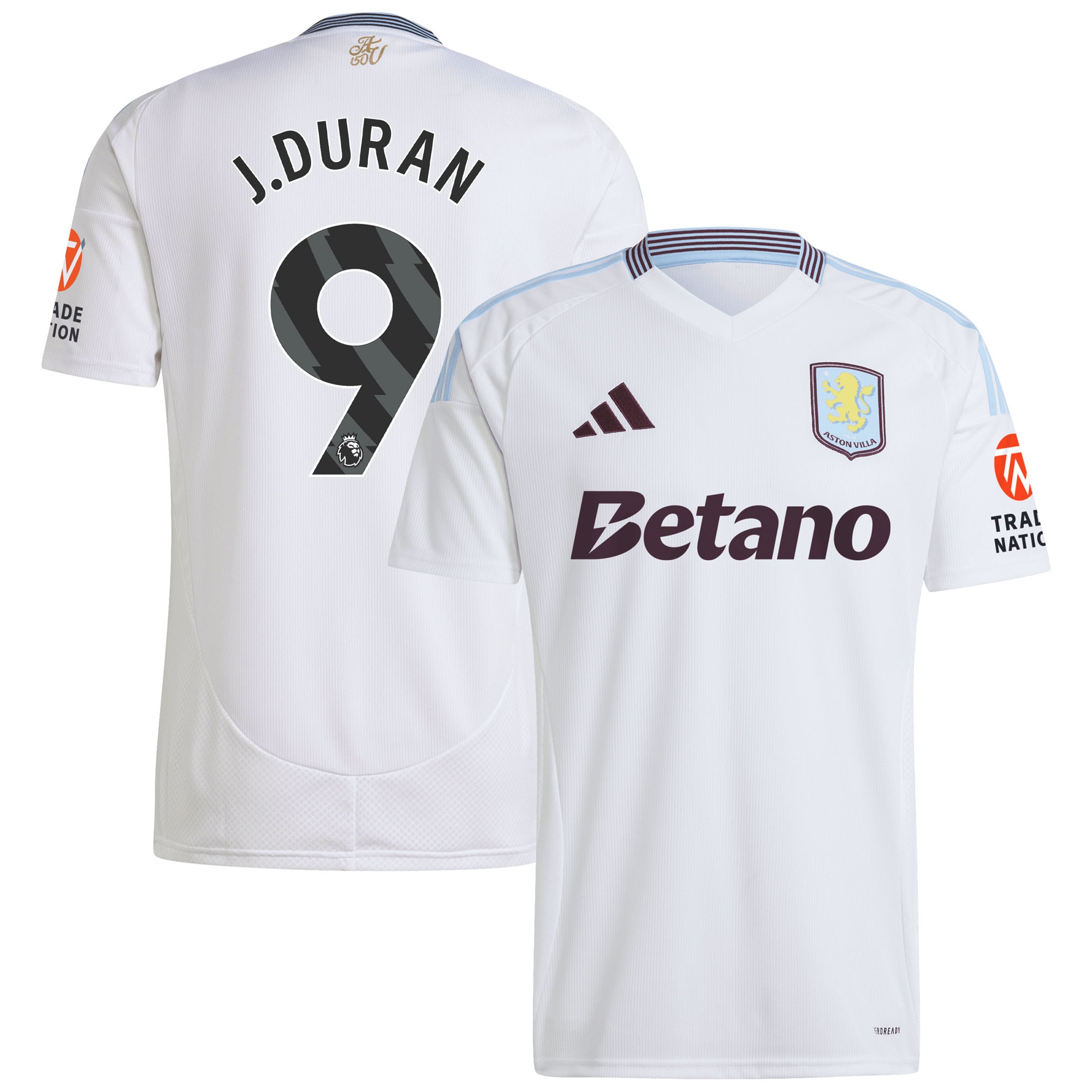 aston villa adidas away shirt 2024-25 with j.duran 9 printing Collection | Authentic Aston Villa Shirts