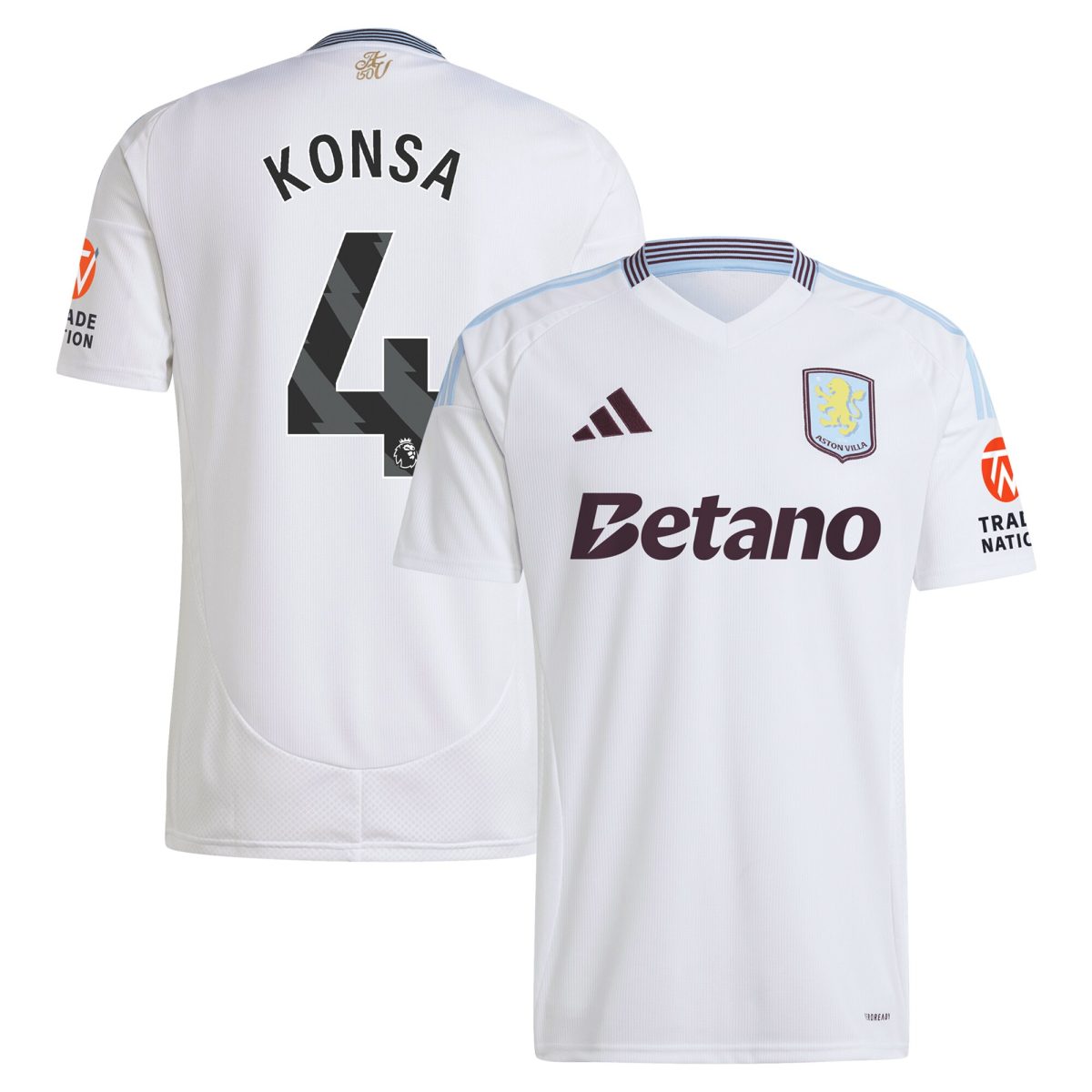 aston villa adidas away shirt 2024-25 with konsa 4 printing Collection | Authentic Aston Villa Shirts