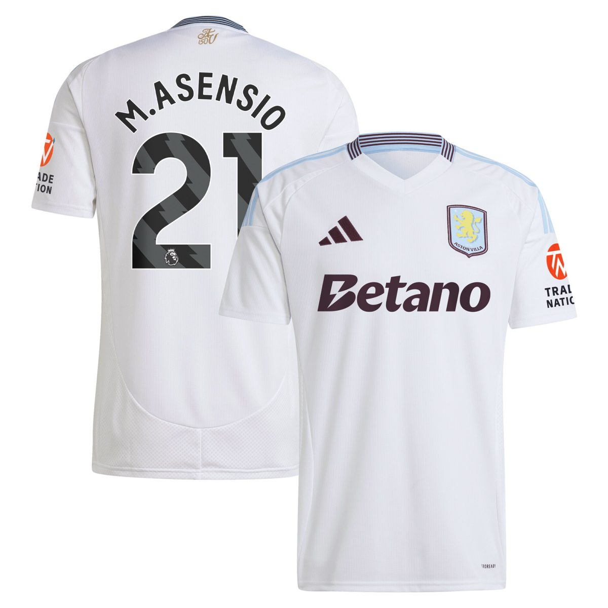 aston villa adidas away shirt 2024-25 with m.asensio 21 printing Collection | Authentic Aston Villa Shirts