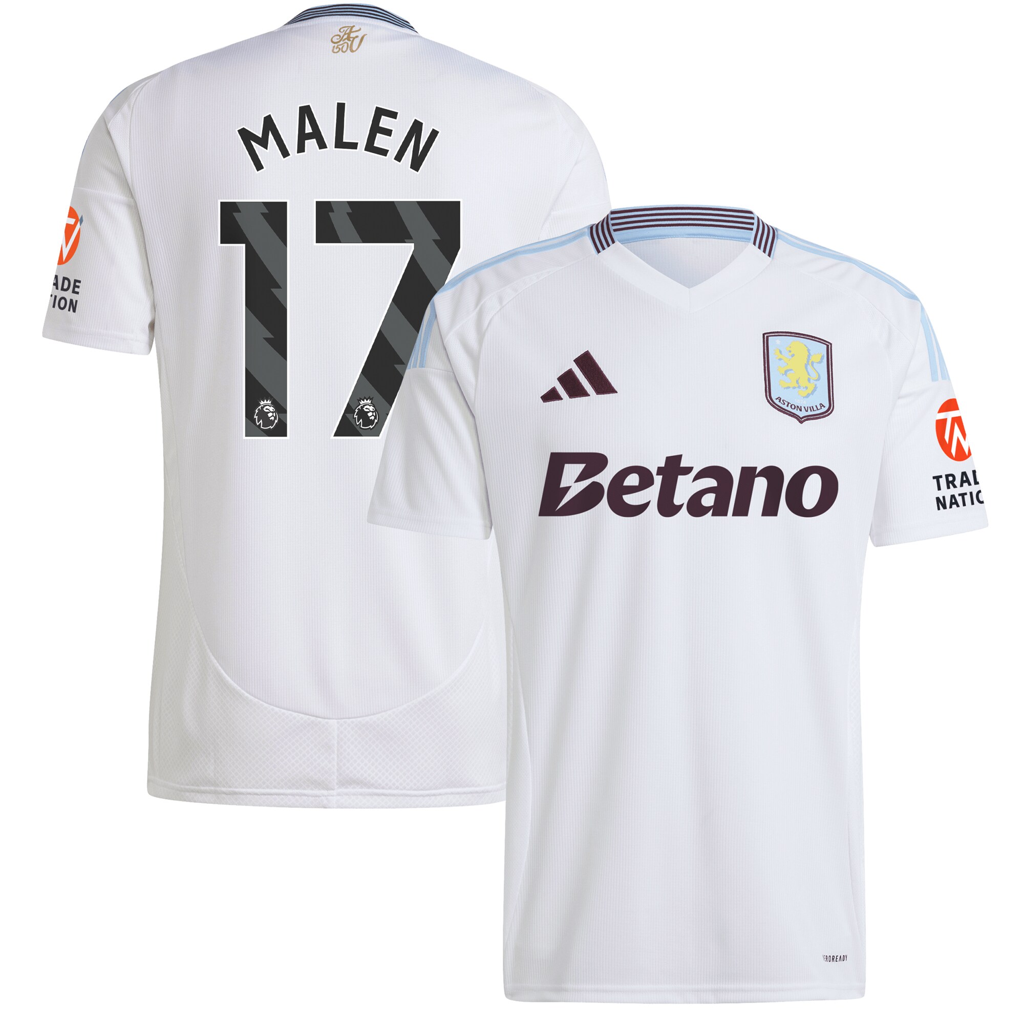 aston villa adidas away shirt 2024-25 with malen 17 printing Collection | Authentic Aston Villa Shirts