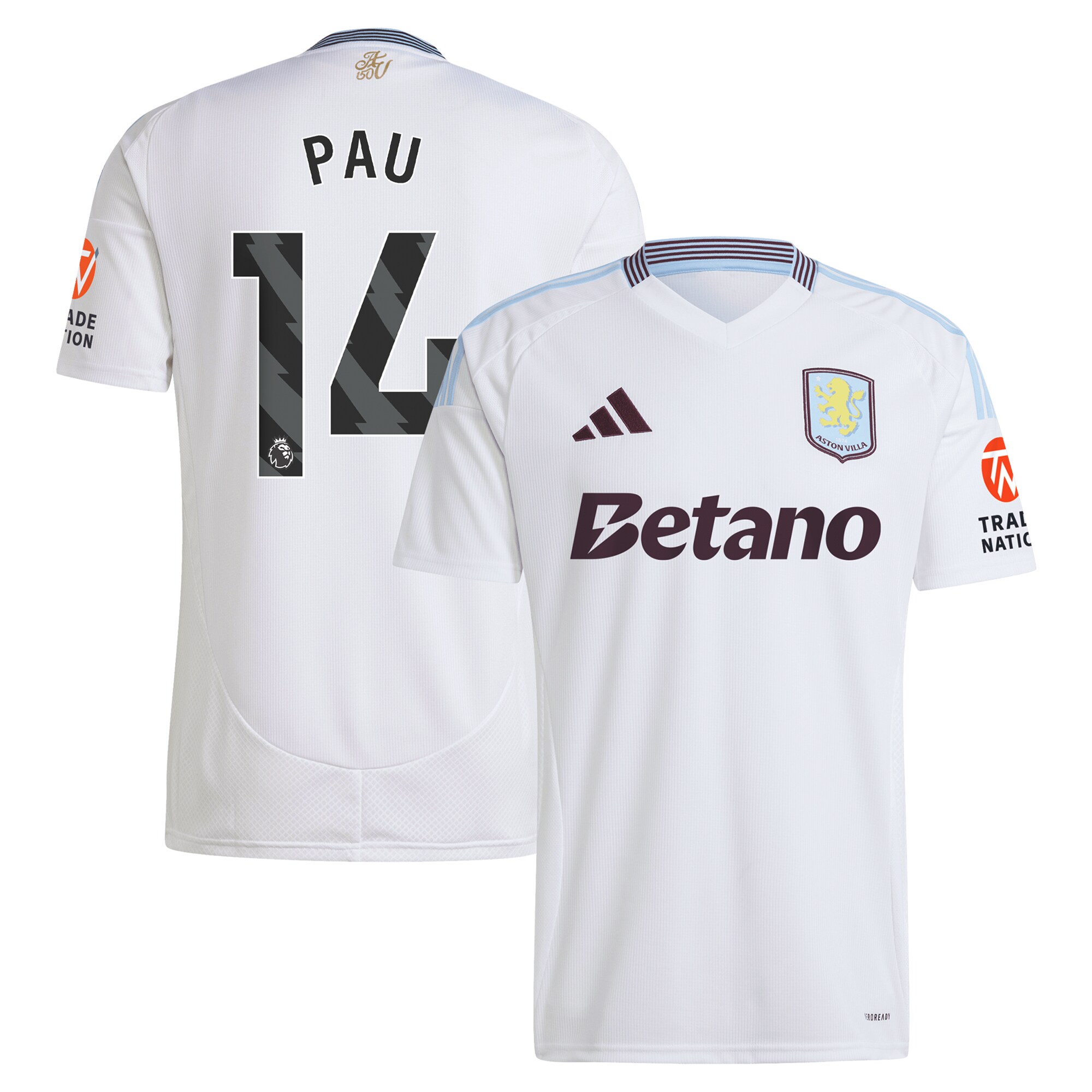 aston villa adidas away shirt 2024-25 with pau 14 printing Collection | Authentic Aston Villa Shirts