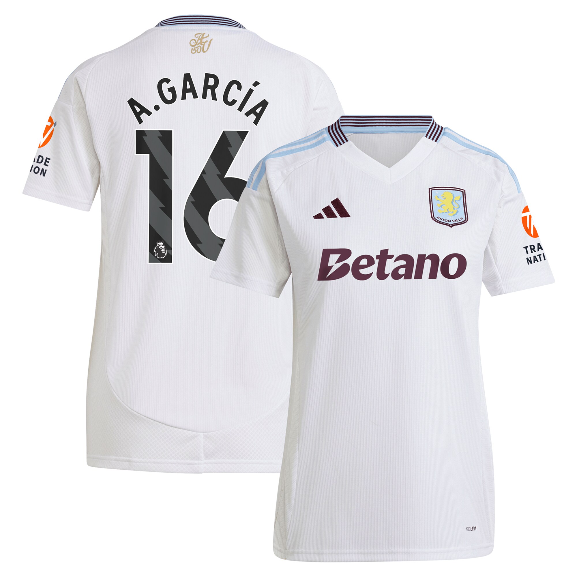 aston villa adidas away shirt 2024-25 – womens with a.garcía 16 printing Collection | Authentic Aston Villa Shirts