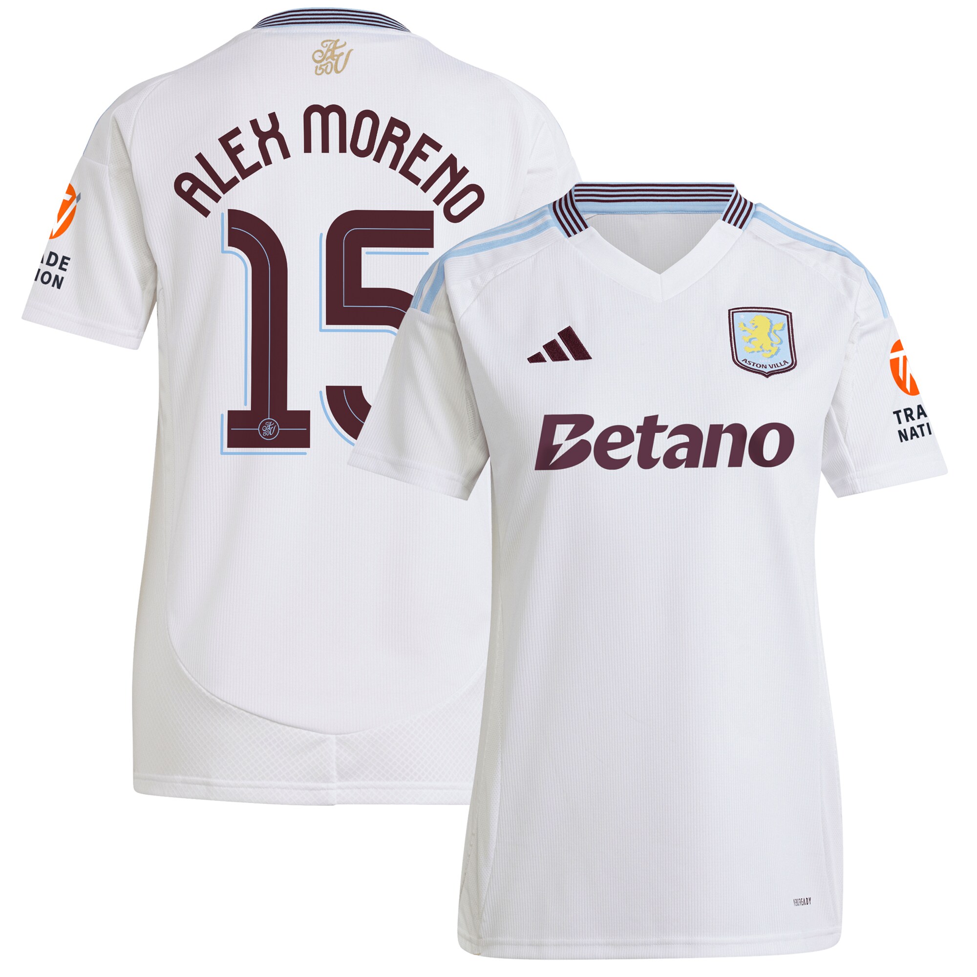 aston villa adidas away shirt 2024-25 – womens with alex moreno 15 cup printing Collection | Authentic Aston Villa Shirts