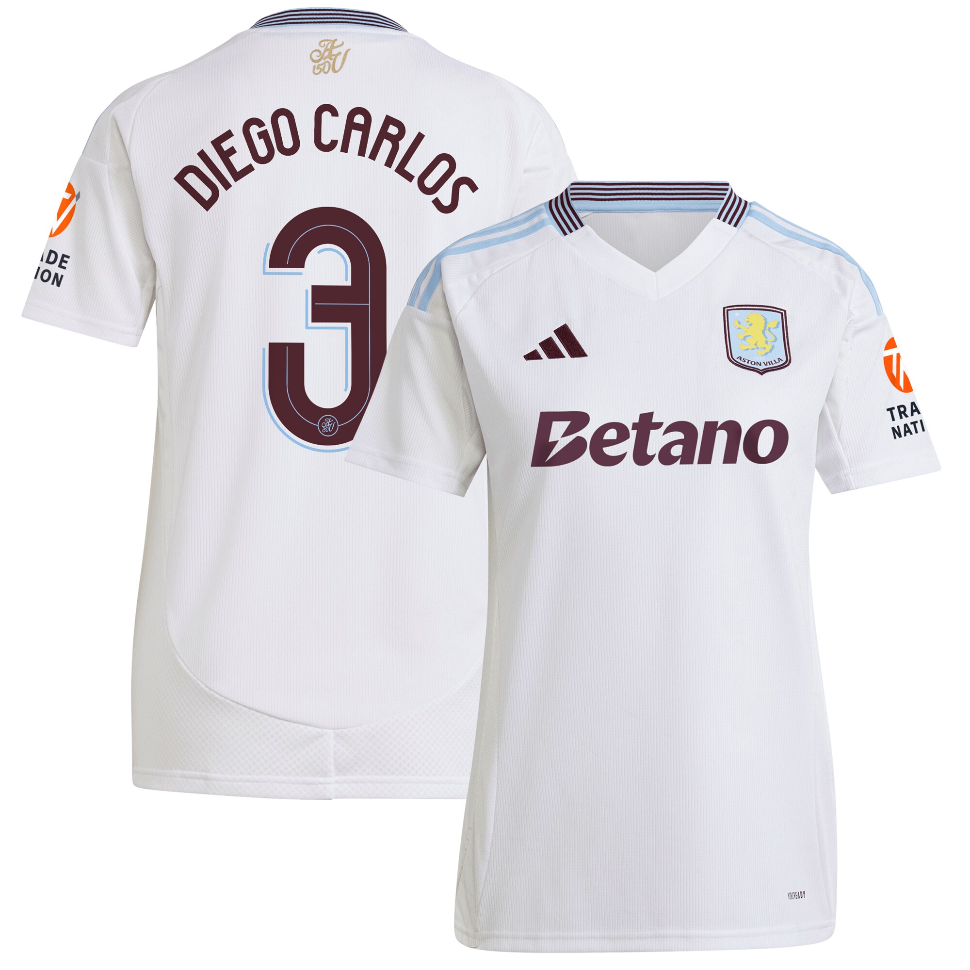 aston villa adidas away shirt 2024-25 – womens with diego carlos 3 cup printing Collection | Authentic Aston Villa Shirts