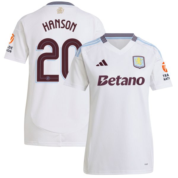 aston villa adidas away shirt 2024-25 – womens with hanson 20 cup printing Collection | Authentic Aston Villa Shirts