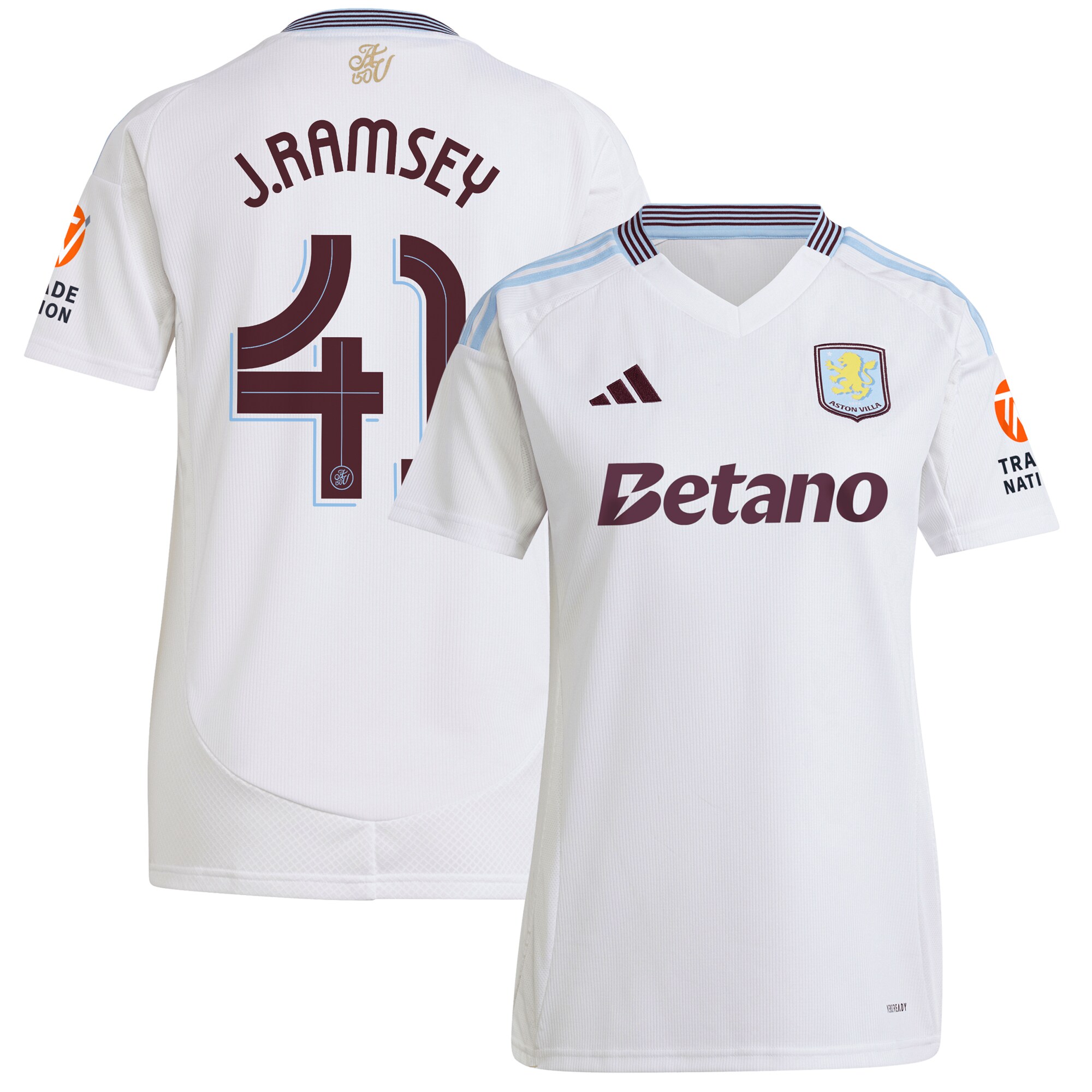 aston villa adidas away shirt 2024-25 – womens with j. ramsey 41 cup printing Collection | Authentic Aston Villa Shirts