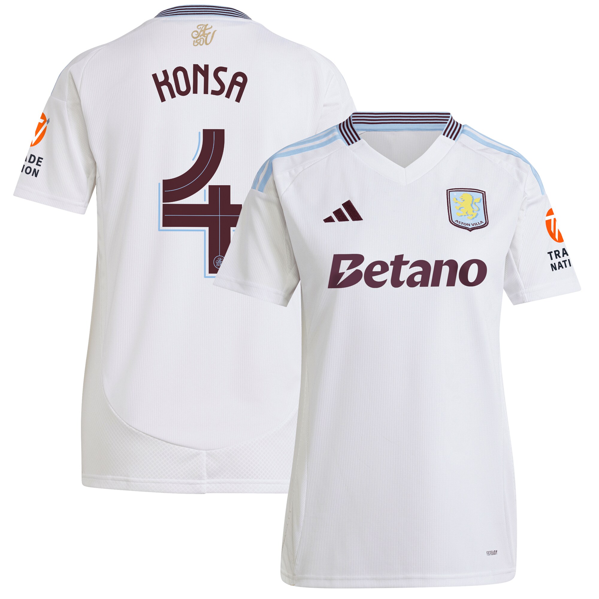 aston villa adidas away shirt 2024-25 – womens with konsa 4 cup printing Collection | Authentic Aston Villa Shirts