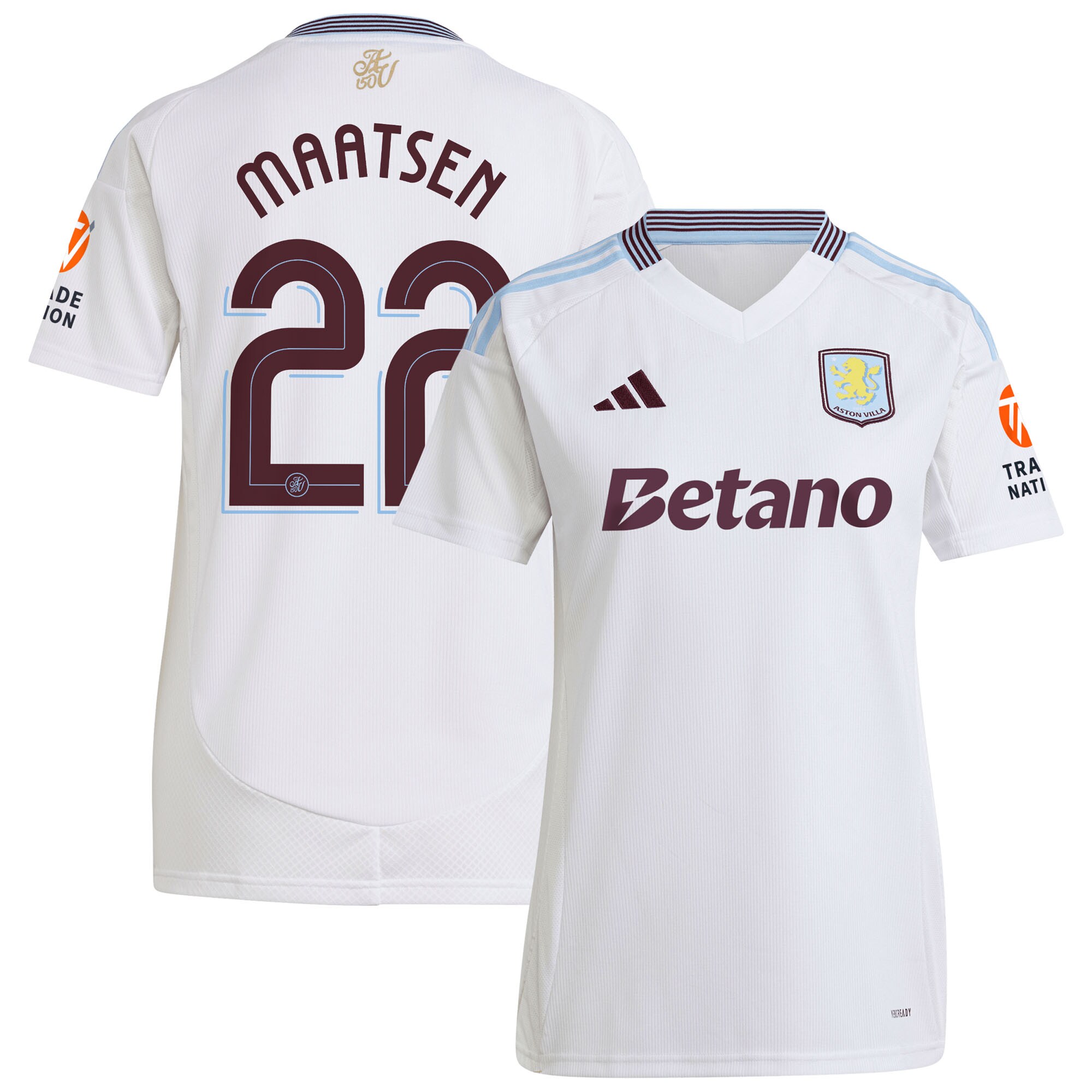 aston villa adidas away shirt 2024-25 – womens with maatsen 22 cup printing Collection | Authentic Aston Villa Shirts