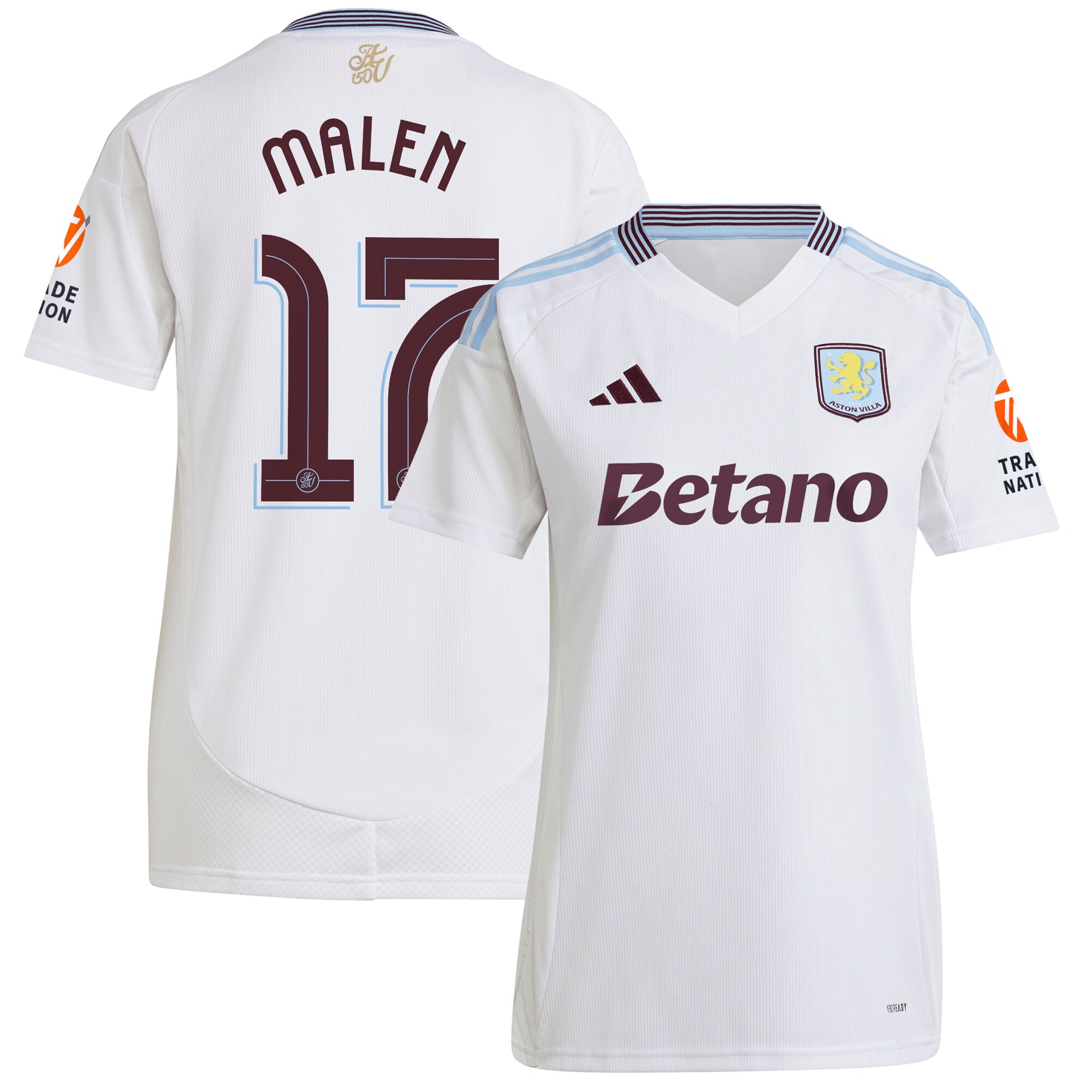 aston villa adidas away shirt 2024-25 – womens with malen 17 cup printing Collection | Authentic Aston Villa Shirts
