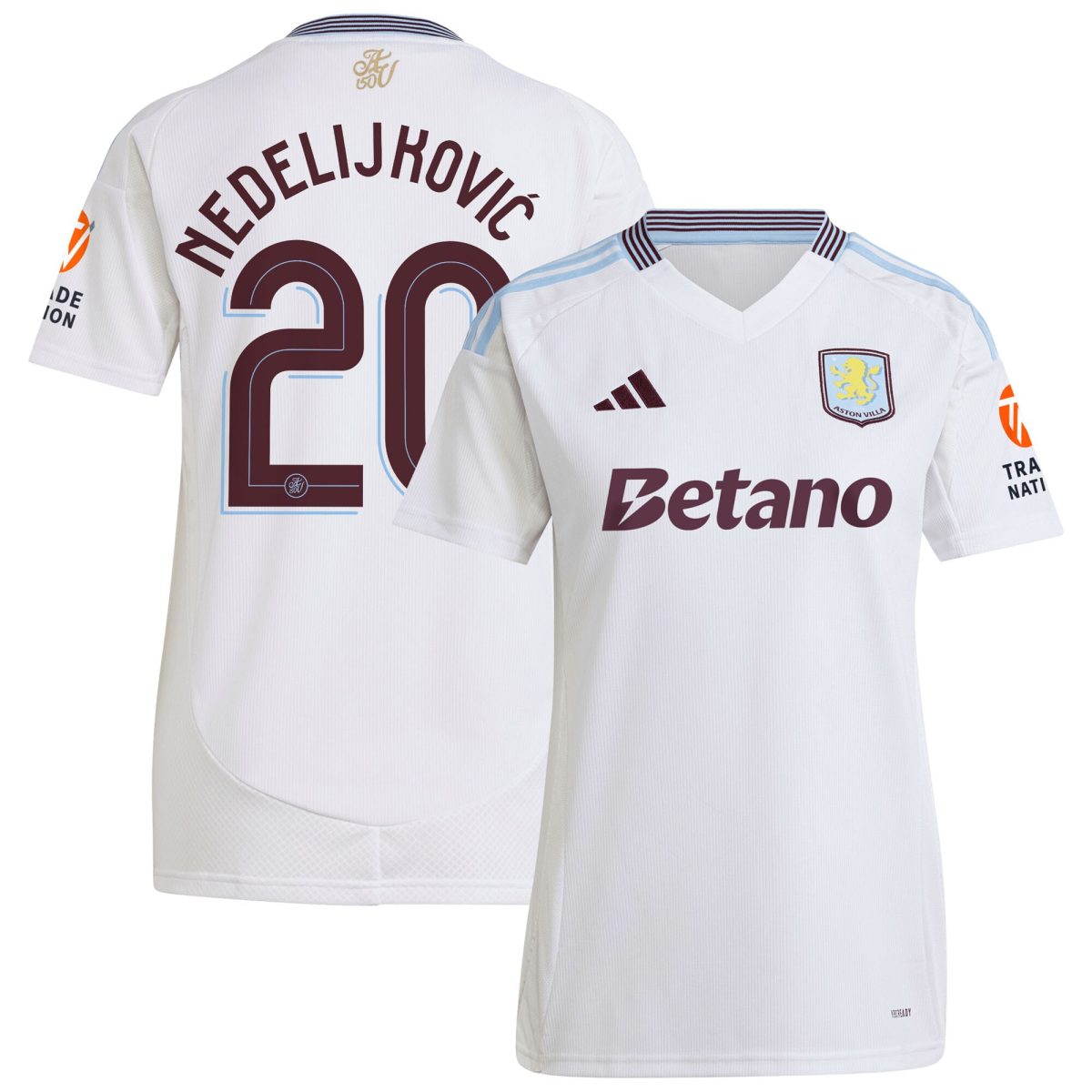 aston villa adidas away shirt 2024-25 – womens with nedeljković 20 cup printing Collection | Authentic Aston Villa Shirts