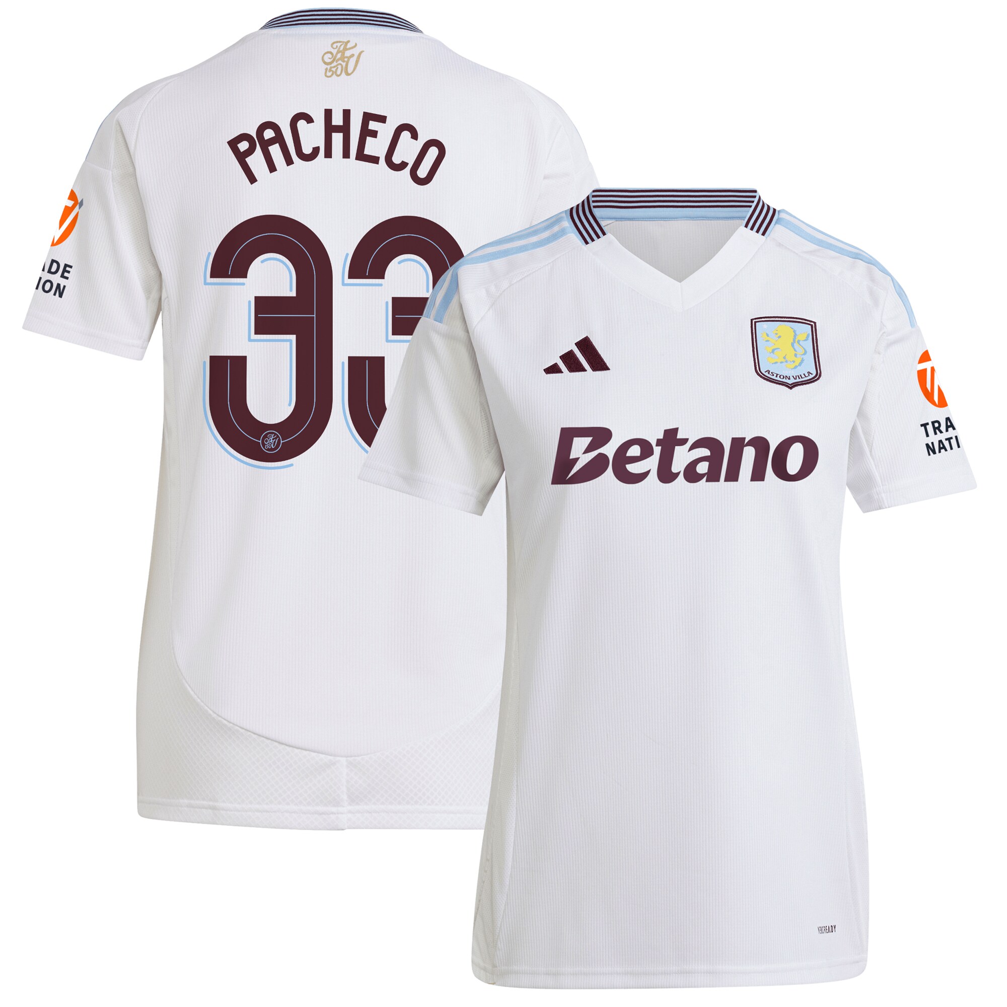 aston villa adidas away shirt 2024-25 – womens with pacheco 33 cup printing Collection | Authentic Aston Villa Shirts