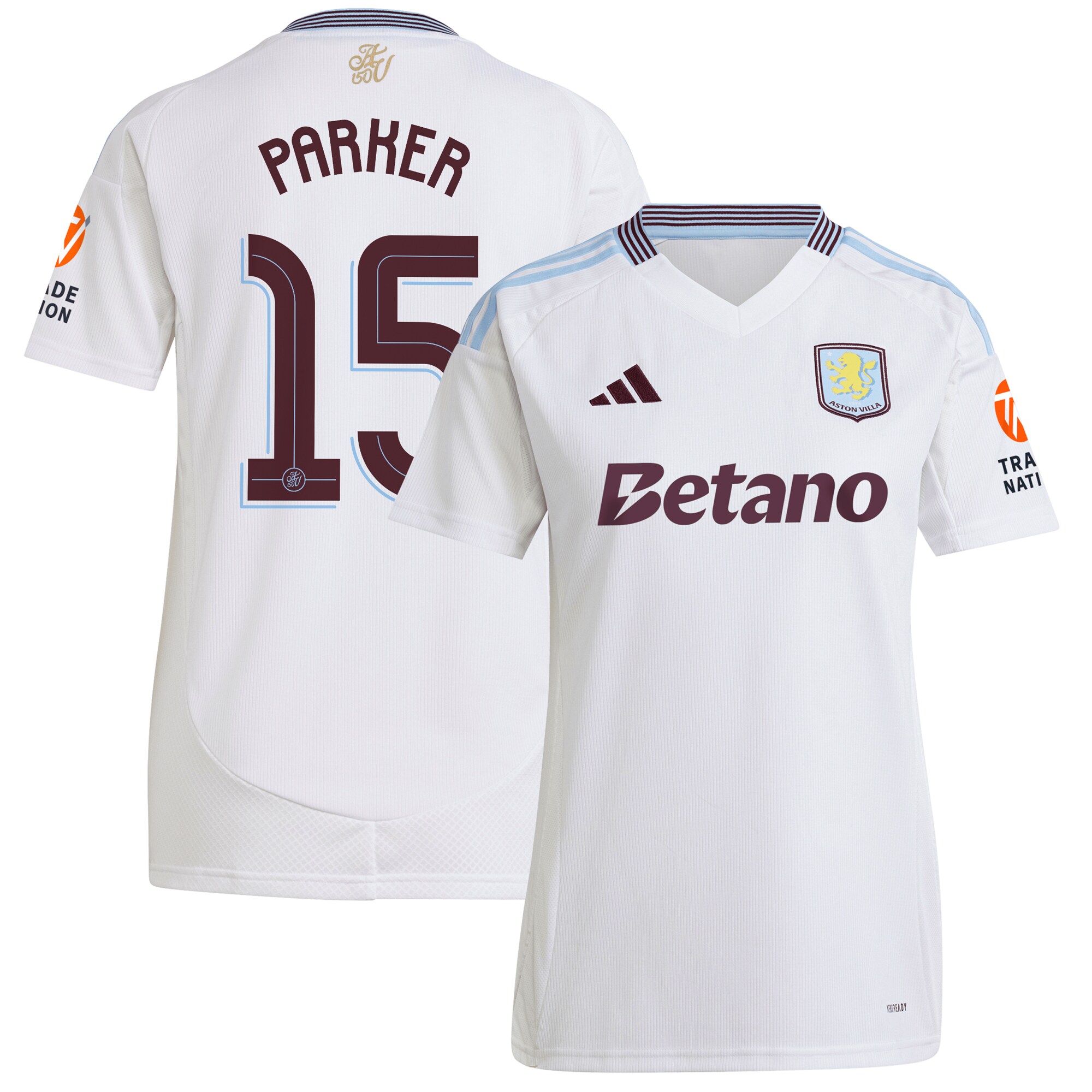 aston villa adidas away shirt 2024-25 – womens with parker 15 cup printing Collection | Authentic Aston Villa Shirts